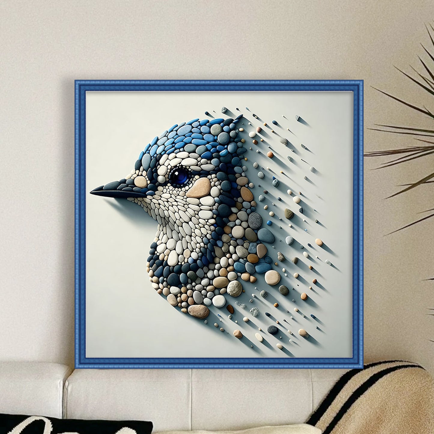 Stone Art Bluebird - Full 11CT Stamped Cross Stitch 40x40CM - Huacan