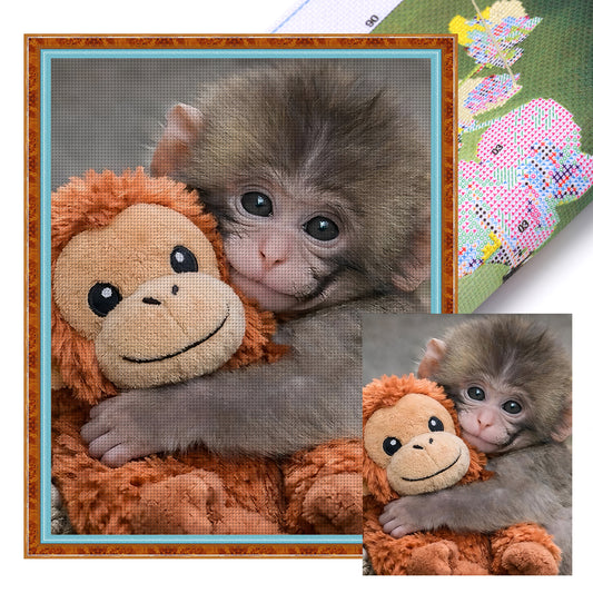 Punch Monkey – Vollständiges 11CT gestempeltes Kreuzstich-Set 40x40 cm – Huacan