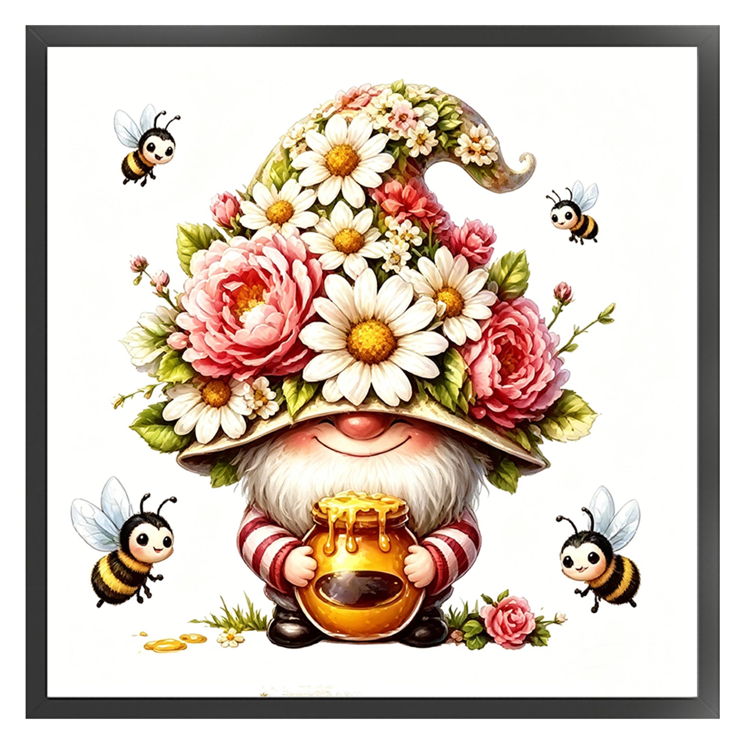Flower Gnome - Full 14CT Stamped Cross Stitch 30x30CM - Huacan