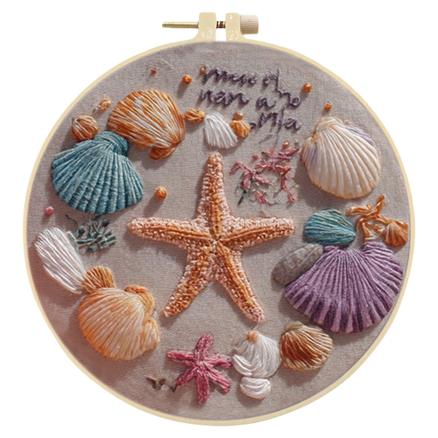 Starfish Conch - DIY Embroidery Cross Stitch Kit with Pattern Cotton Threads Needles Hoop 30x30CM/11.81x11.81in