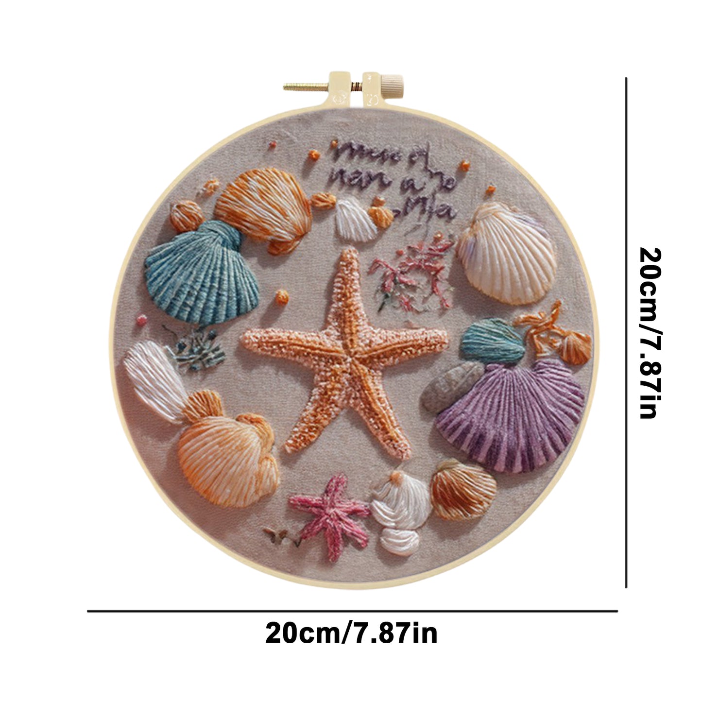 Starfish Conch - DIY Embroidery Cross Stitch Kit with Pattern Cotton Threads Needles Hoop 30x30CM/11.81x11.81in