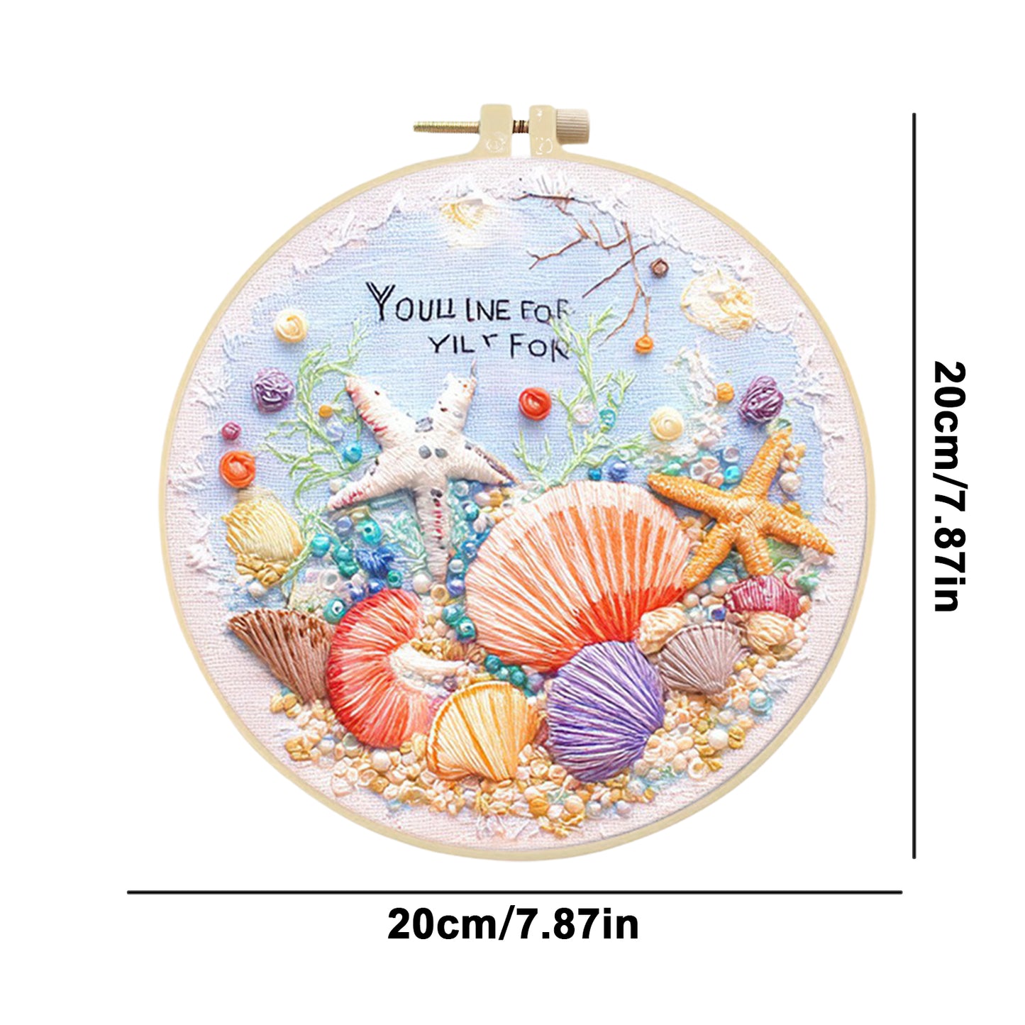 Beach - DIY Embroidery Cross Stitch Kit with Pattern Cotton Threads Needles Hoop 30x30CM/11.81x11.81in
