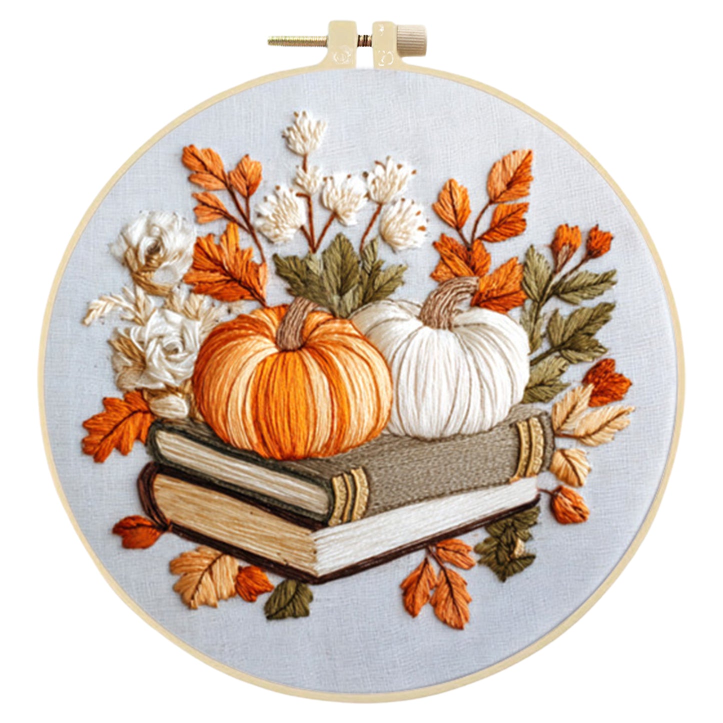 Halloween - DIY Embroidery Cross Stitch Kit with Pattern Cotton Threads Needles Hoop 24x24CM/9.45x9.45in