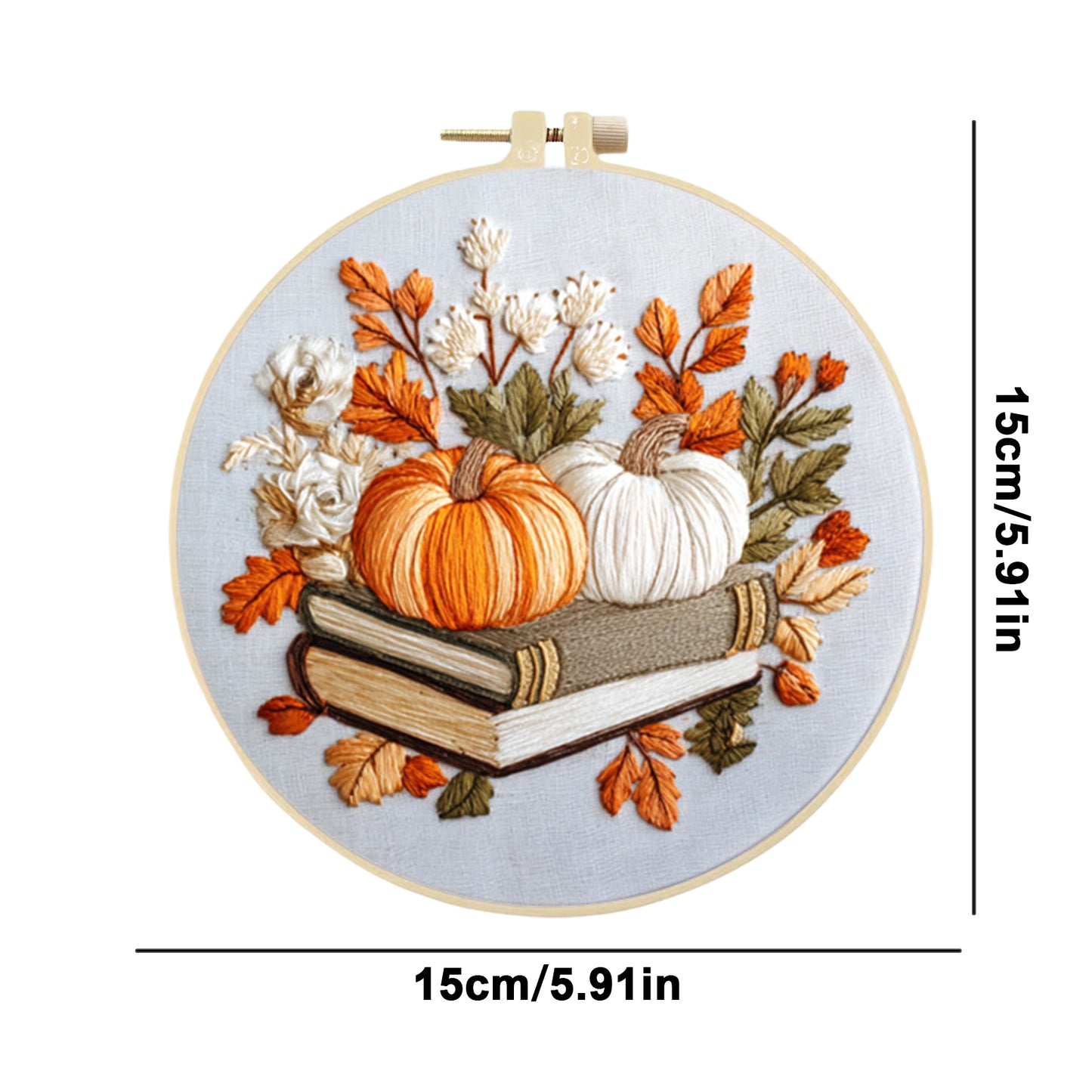 Halloween - DIY Embroidery Cross Stitch Kit with Pattern Cotton Threads Needles Hoop 24x24CM/9.45x9.45in