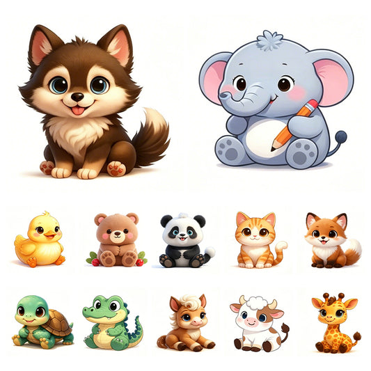 Cute Animals - Partial 11CT Stamped Cross Stitch 15x15CM - Huacan