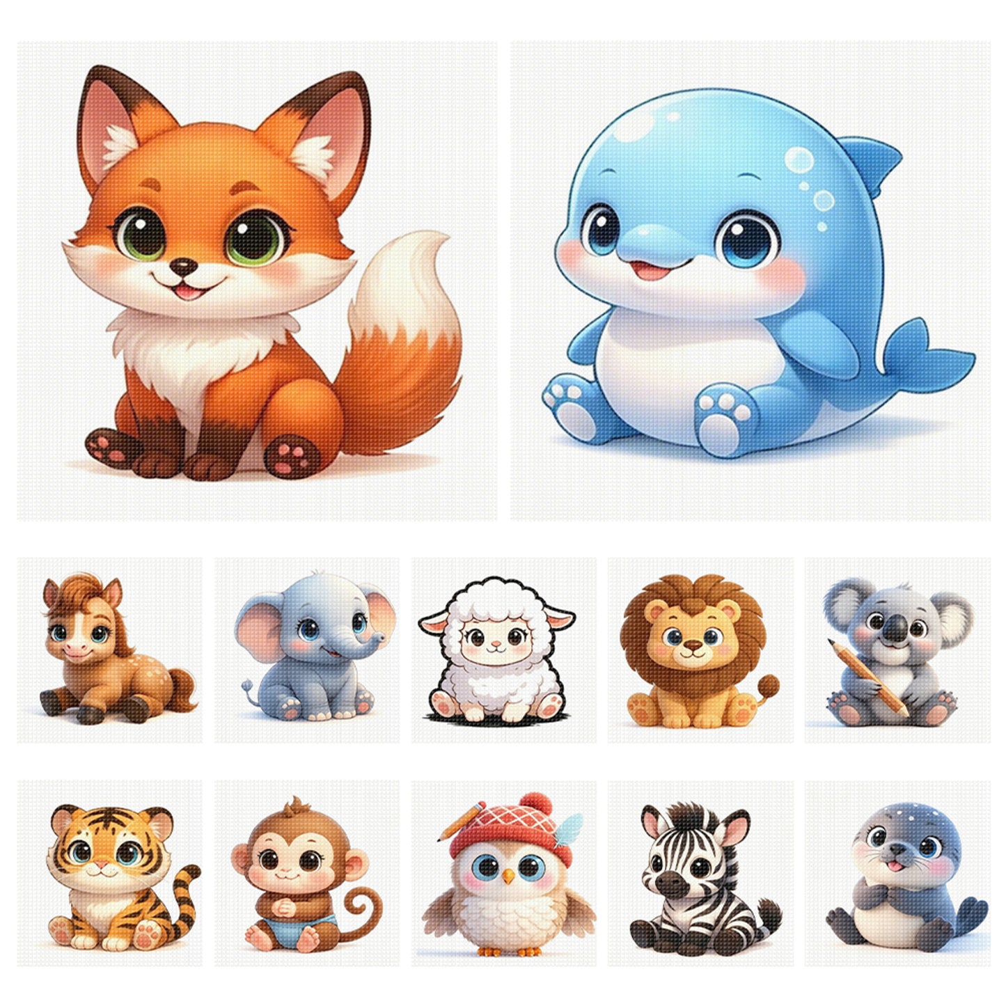 Cute Critters - Partial 11CT Stamped Cross Stitch 15x15CM - Huacan