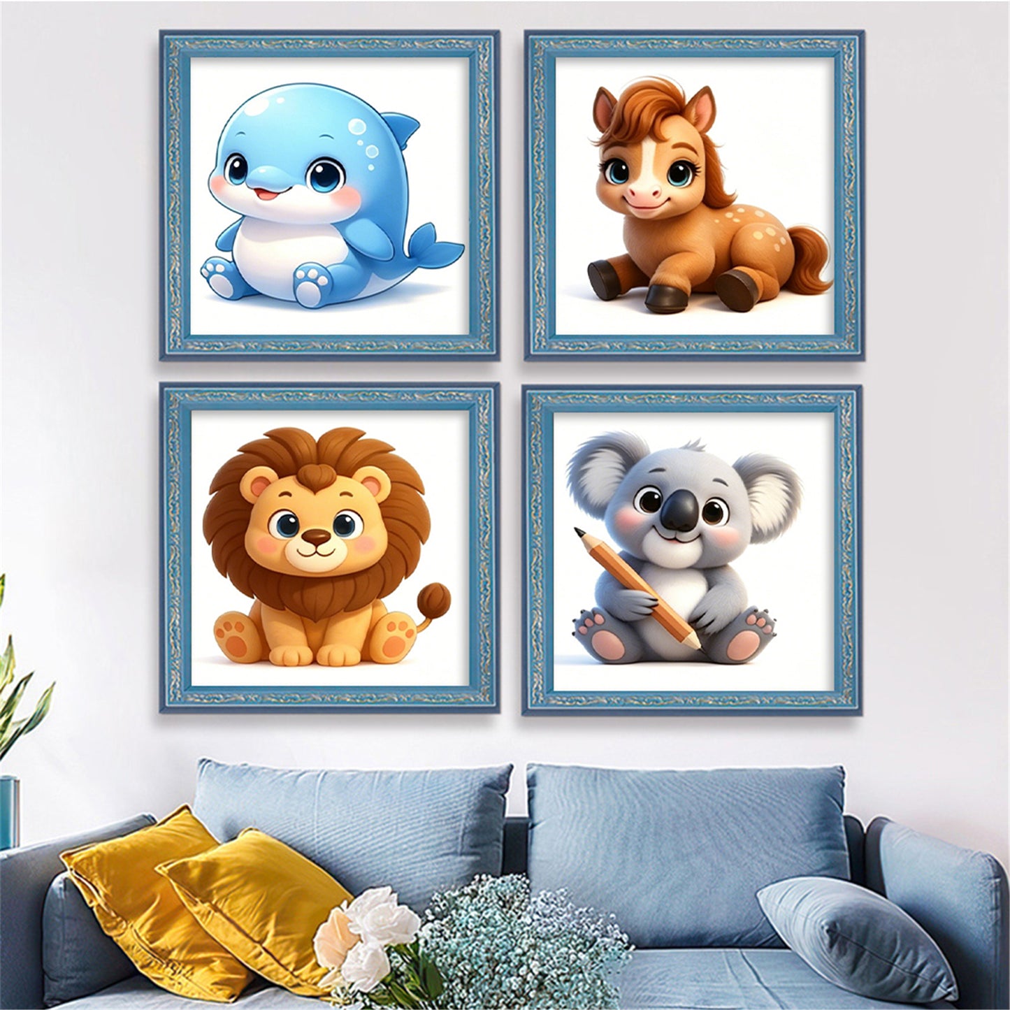 Cute Critters - Partial 11CT Stamped Cross Stitch 15x15CM - Huacan