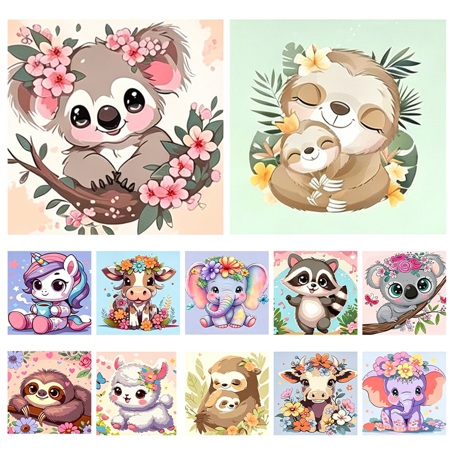 Floral Animals - Full 11CT Stamped Cross Stitch 15x15CM - Huacan