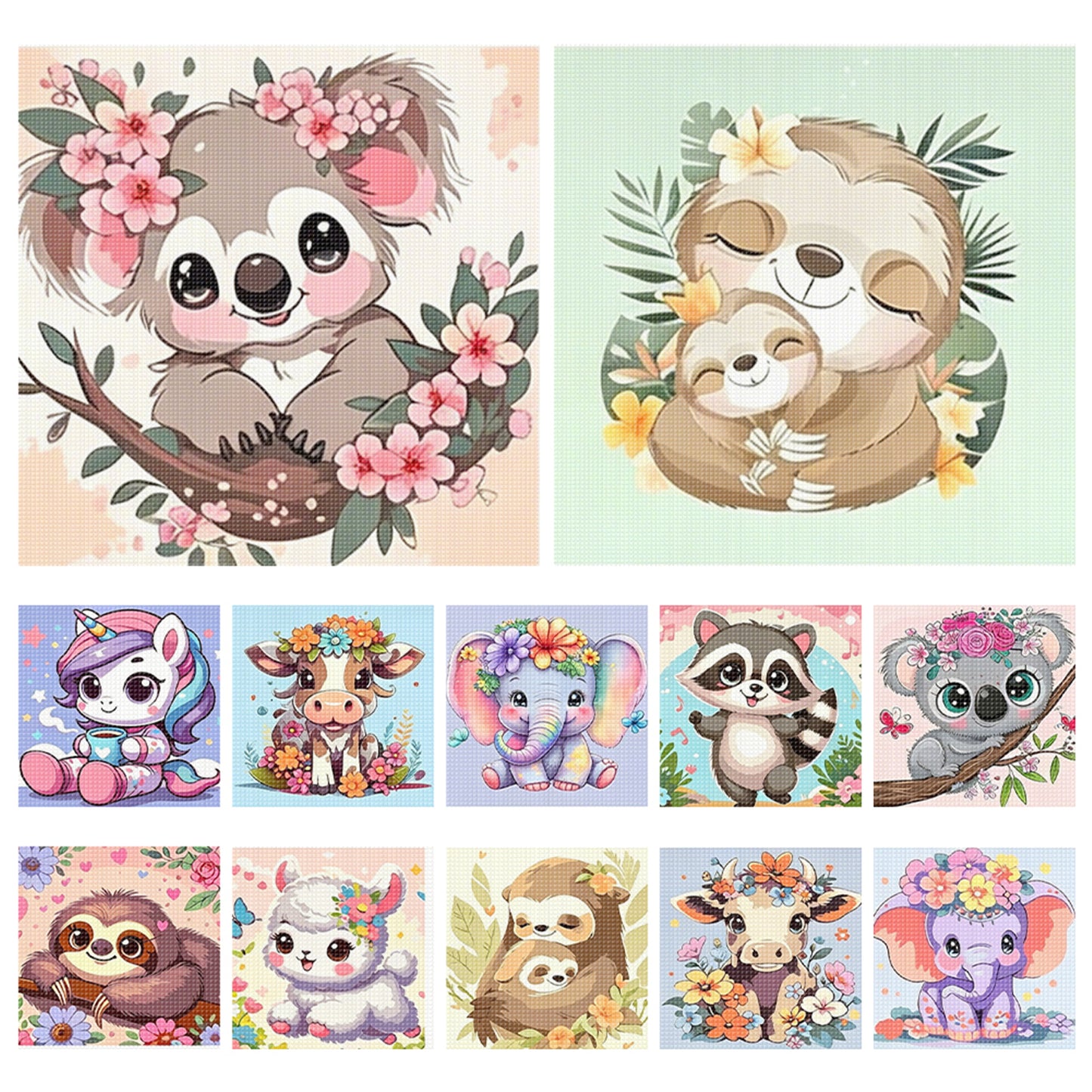 Floral Animals - Full 11CT Stamped Cross Stitch 15x15CM - Huacan