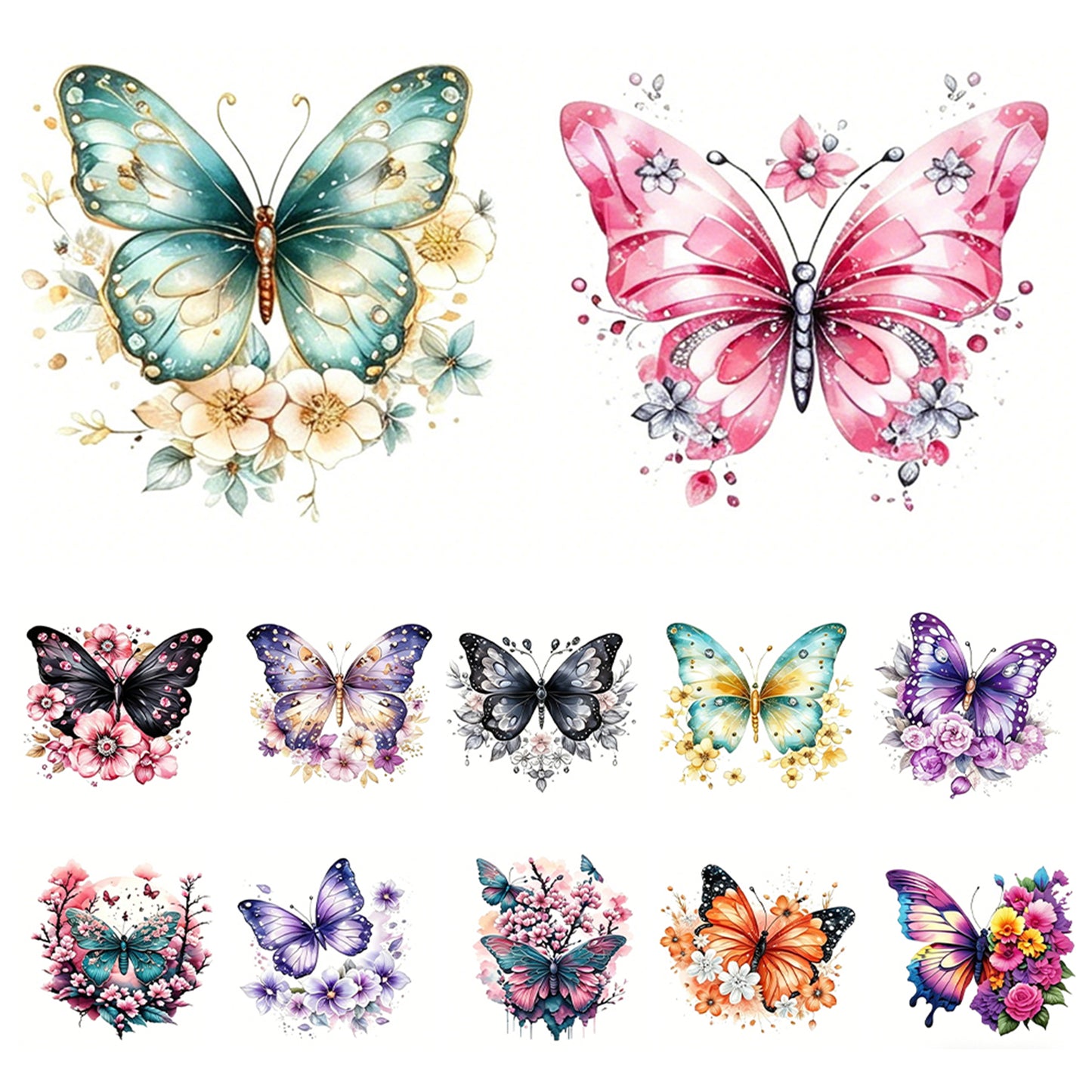 Floral Butterflies - Partial 11CT Stamped Cross Stitch 15x15CM - Huacan