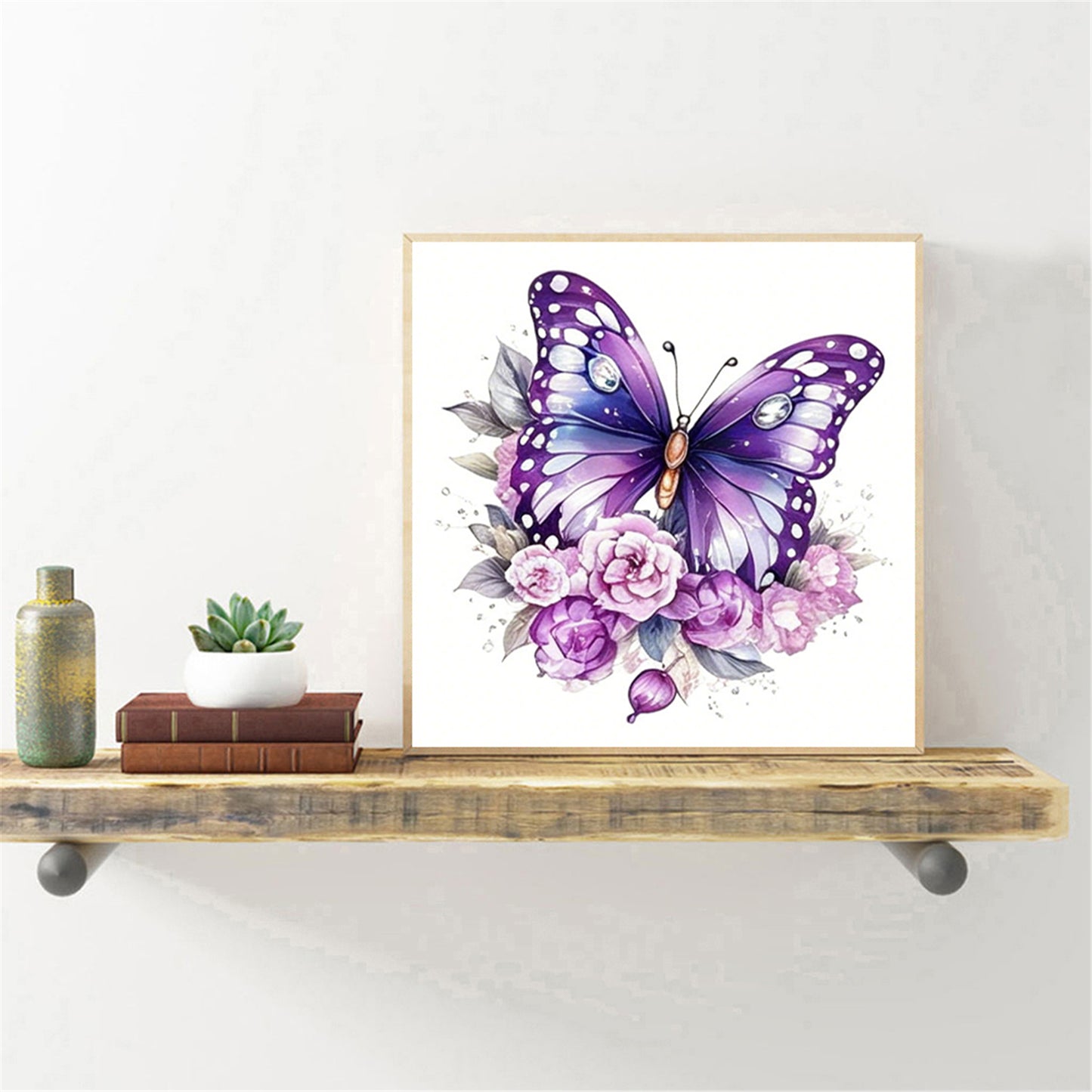 Floral Butterflies - Partial 11CT Stamped Cross Stitch 15x15CM - Huacan