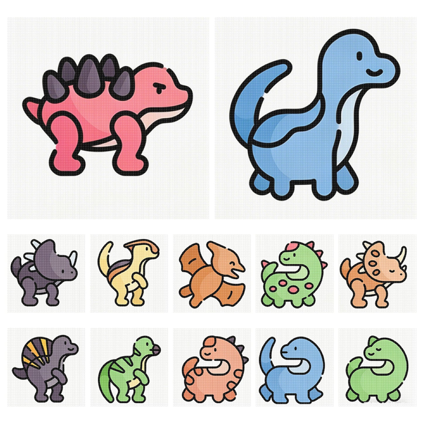 Cute Dinosaurs - Partial 11CT Stamped Cross Stitch 15x15CM - Huacan