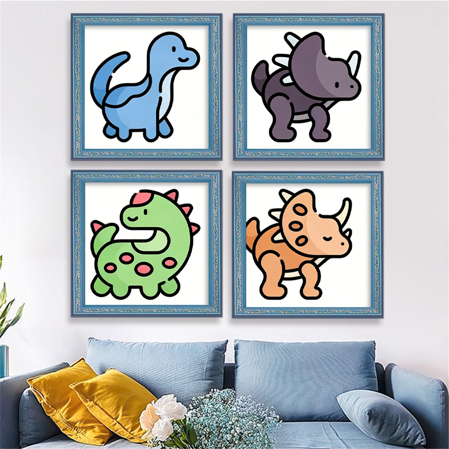 Cute Dinosaurs - Partial 11CT Stamped Cross Stitch 15x15CM - Huacan