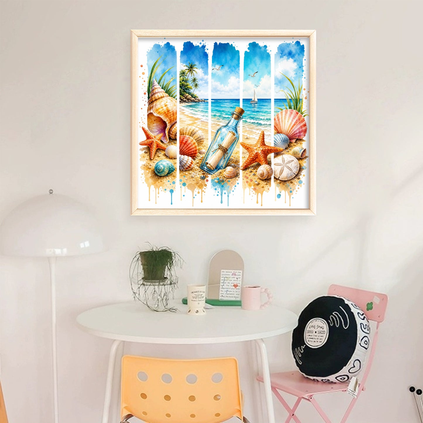 Summer Beach Message In Bottle - Full 11CT Stamped Cross Stitch 45x45CM - Huacan