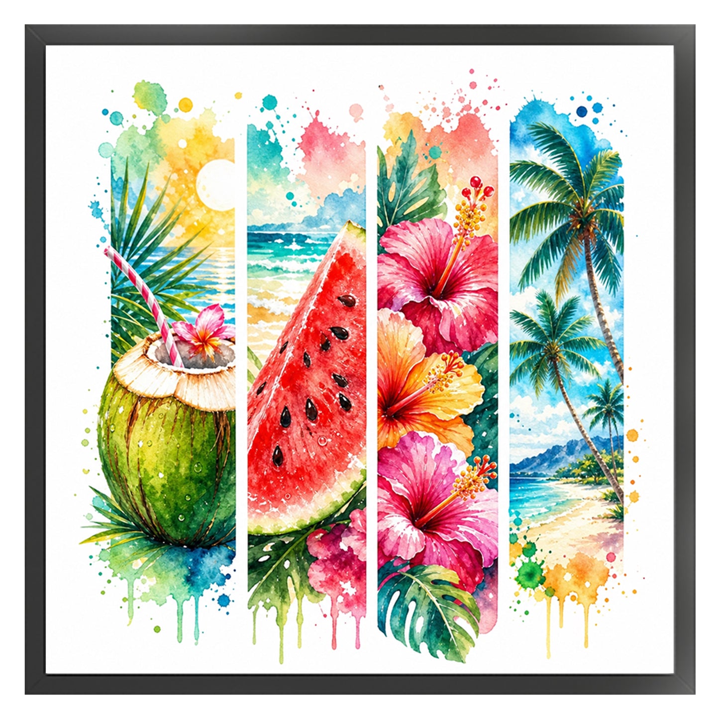 Summer Beach Fruits - Full 11CT Stamped Cross Stitch 45x45CM - Huacan