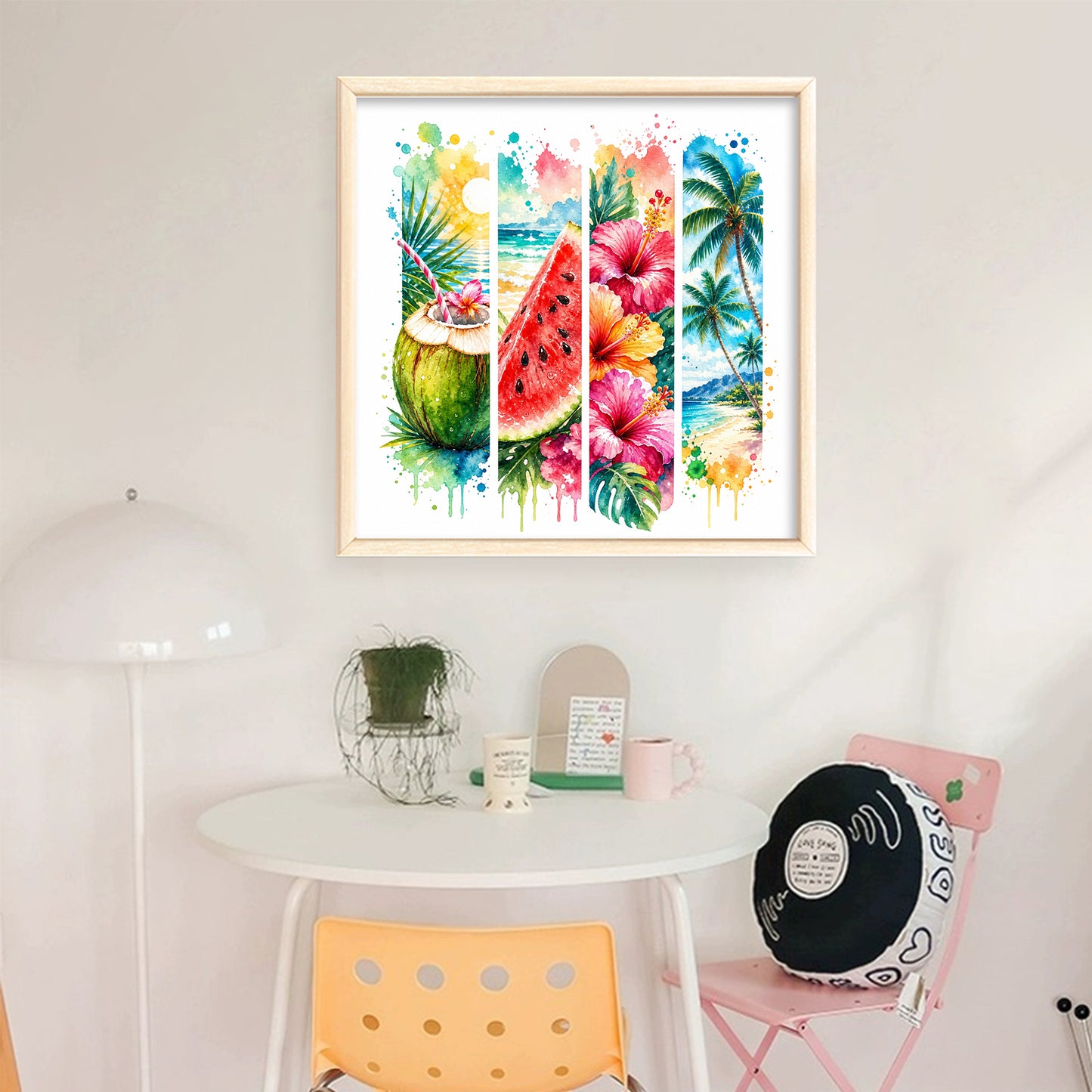 Summer Beach Fruits - Full 11CT Stamped Cross Stitch 45x45CM - Huacan