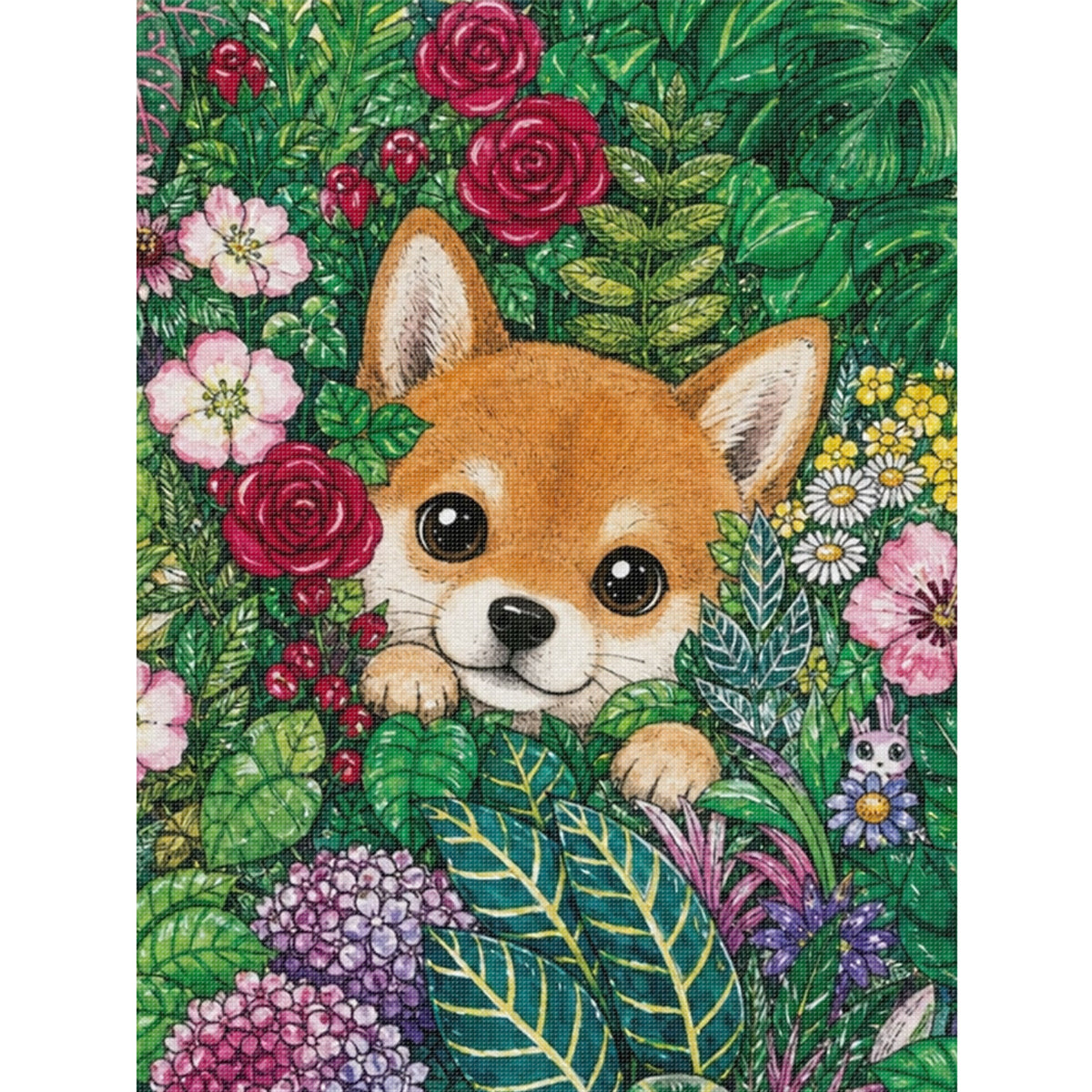 Tropischer Dschungel-Welpe – Vollständiges 14CT gestempeltes Kreuzstich-Set 30x40CM – Huacan