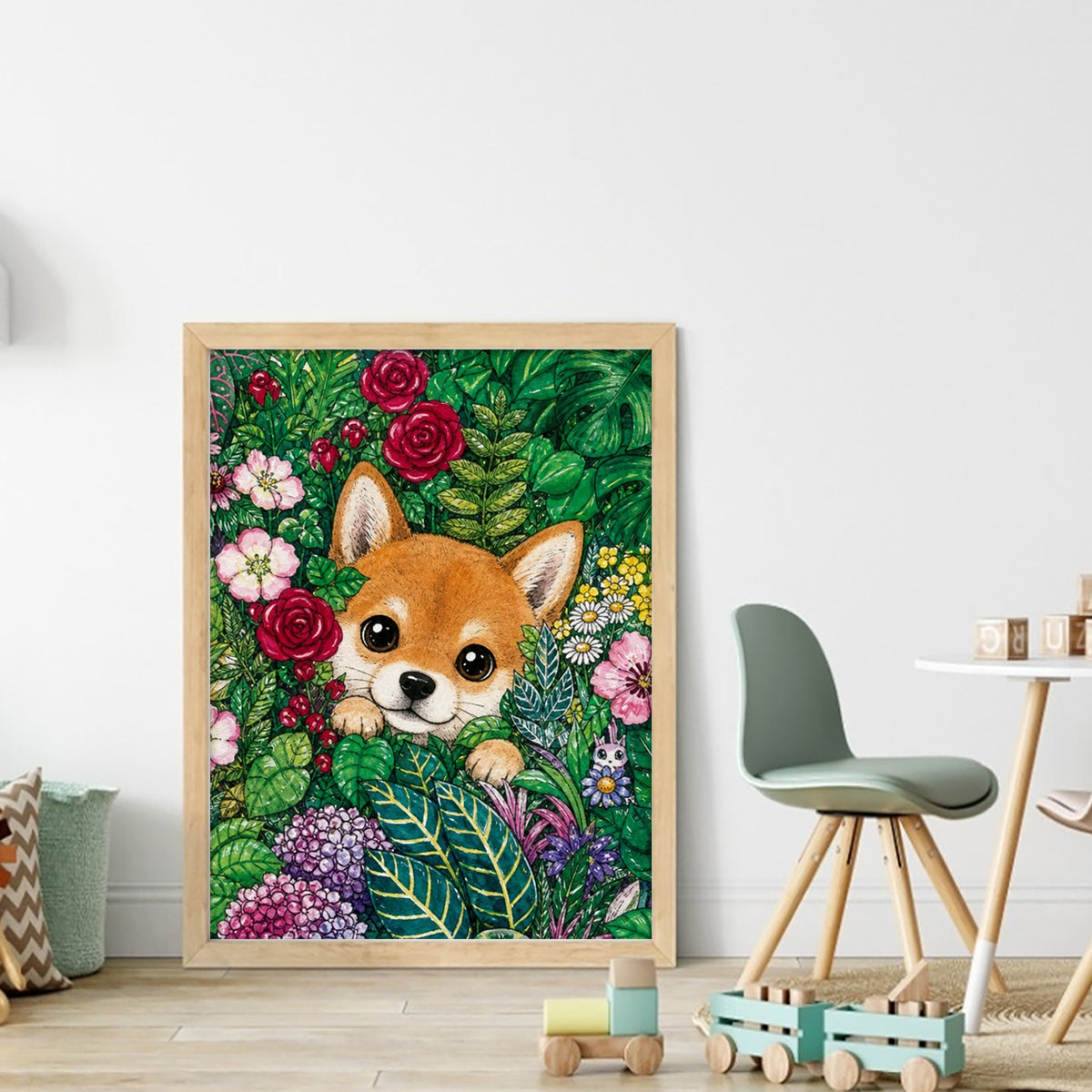 Tropischer Dschungel-Welpe – Vollständiges 14CT gestempeltes Kreuzstich-Set 30x40CM – Huacan
