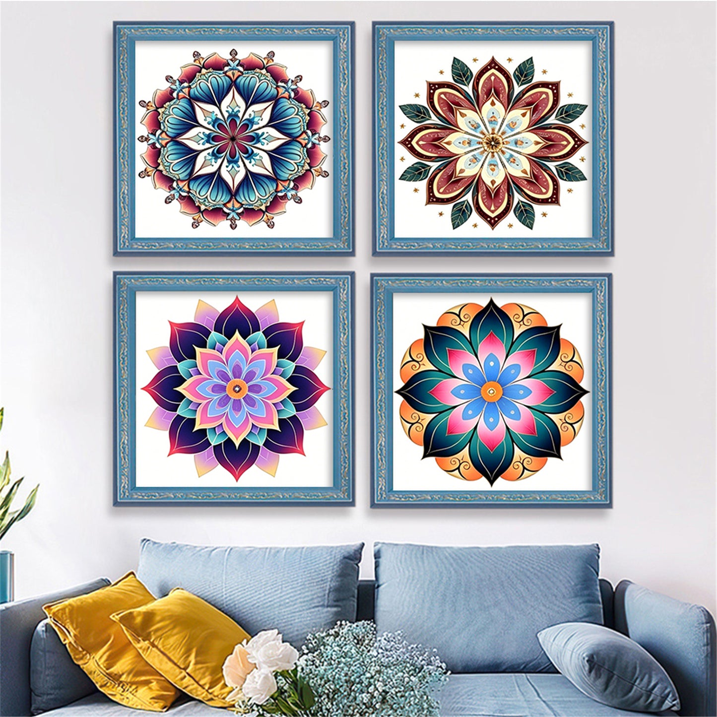 Mandala Pattern - Partial 11CT Stamped Cross Stitch 15x15CM - Huacan