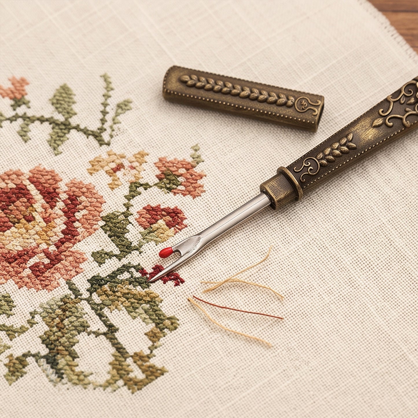 Thread Cutter Stitch Ripper Multi-Purpose Embroidery Removal Tool with Cover Metal Thread Ripper Unpicker for Handmade Needle Sewing Craft Supplies (Bronze)