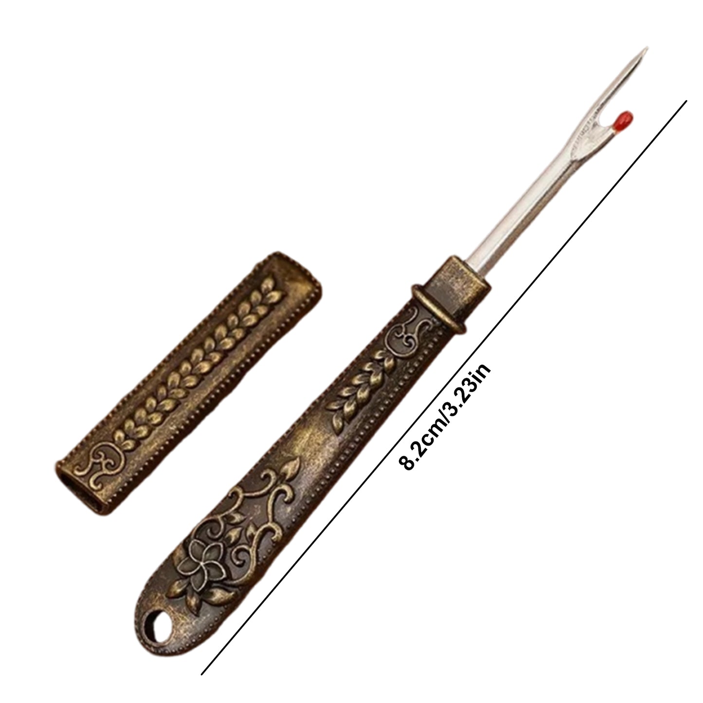 Thread Cutter Stitch Ripper Multi-Purpose Embroidery Removal Tool with Cover Metal Thread Ripper Unpicker for Handmade Needle Sewing Craft Supplies (Bronze)