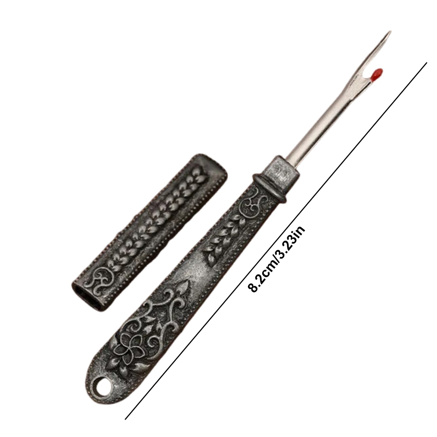 Thread Cutter Stitch Ripper Multi-Purpose Embroidery Removal Tool with Cover Metal Thread Ripper Unpicker for Handmade Needle Sewing Craft Supplies (Antique Silver)