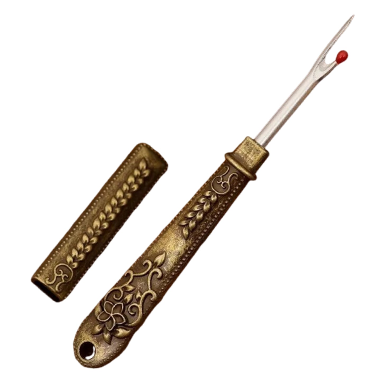 Thread Cutter Stitch Ripper Multi-Purpose Embroidery Removal Tool with Cover Metal Thread Ripper Unpicker for Handmade Needle Sewing Craft Supplies (Gold)
