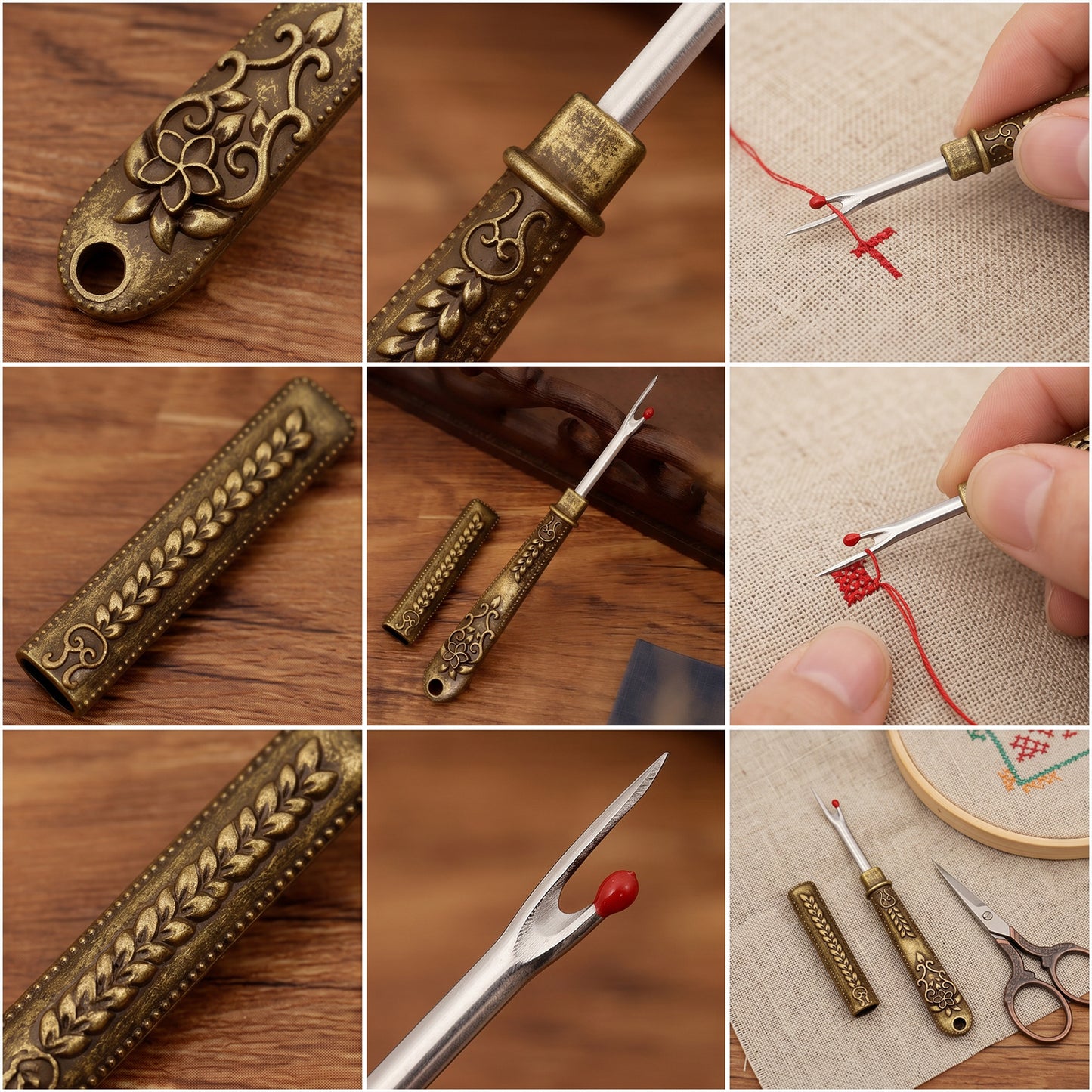 Thread Cutter Stitch Ripper Multi-Purpose Embroidery Removal Tool with Cover Metal Thread Ripper Unpicker for Handmade Needle Sewing Craft Supplies (Gold)