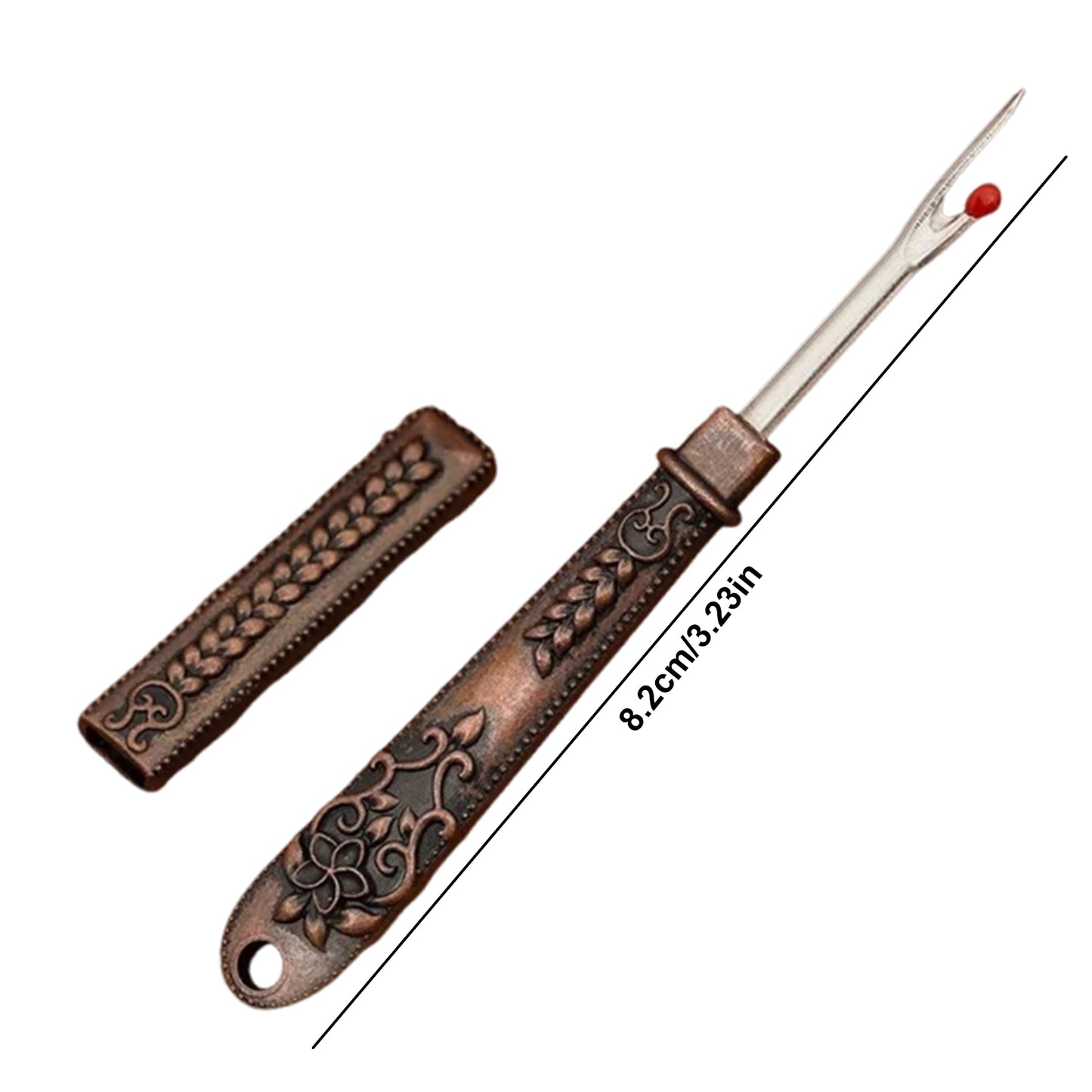 Thread Cutter Stitch Ripper Multi-Purpose Embroidery Removal Tool with Cover Metal Thread Ripper Unpicker for Handmade Needle Sewing Craft Supplies (Red Copper)