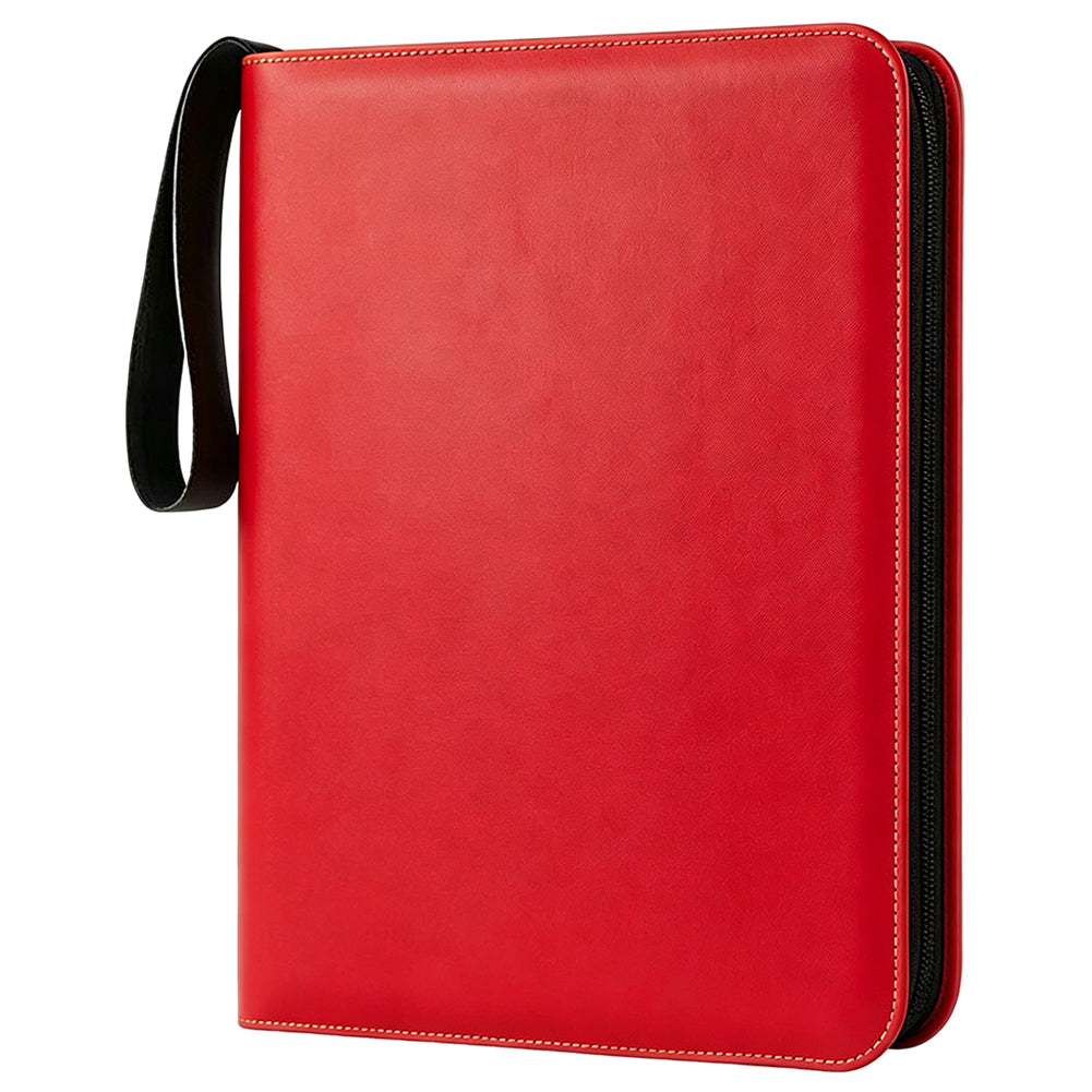 Embroidery Floss Organizer 50 Clear 9-Pocket Pages Waterproof Zip Trading Card Binder Holds 200+ Thread for Embroidery & Craft Supplies (Red)