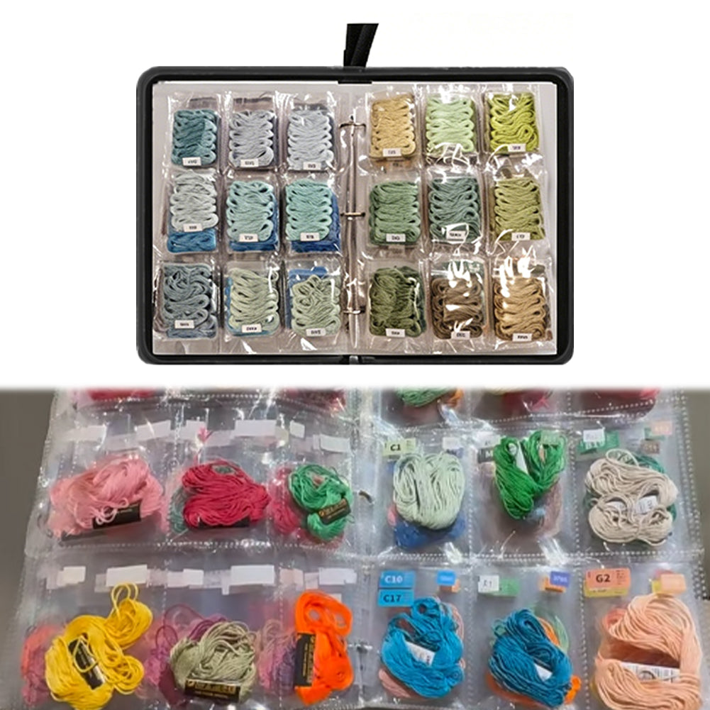 Embroidery Floss Organizer 50 Clear 9-Pocket Pages Waterproof Zip Trading Card Binder Holds 200+ Thread for Embroidery & Craft Supplies (Red)
