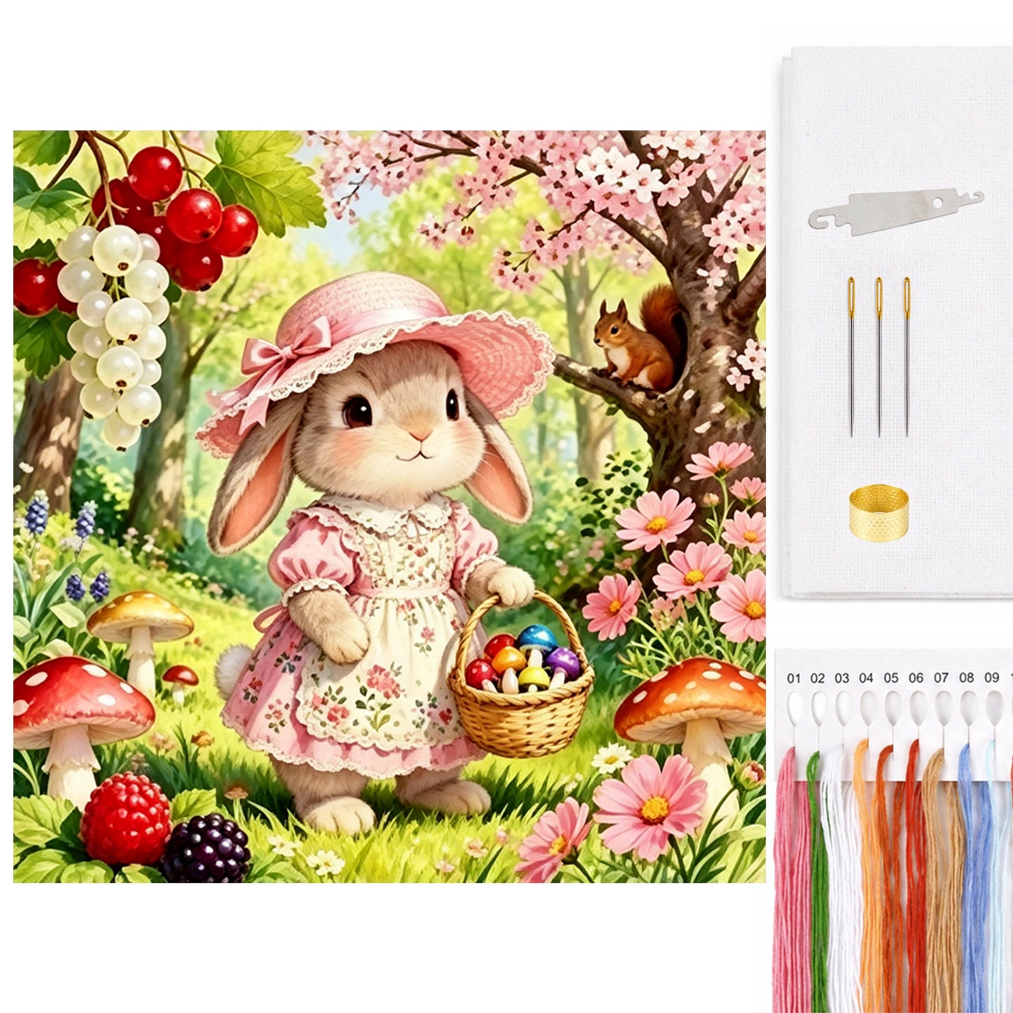 Spring Rabbit - Full 14CT Counted Cross Stitch 40x40CM - Yishu