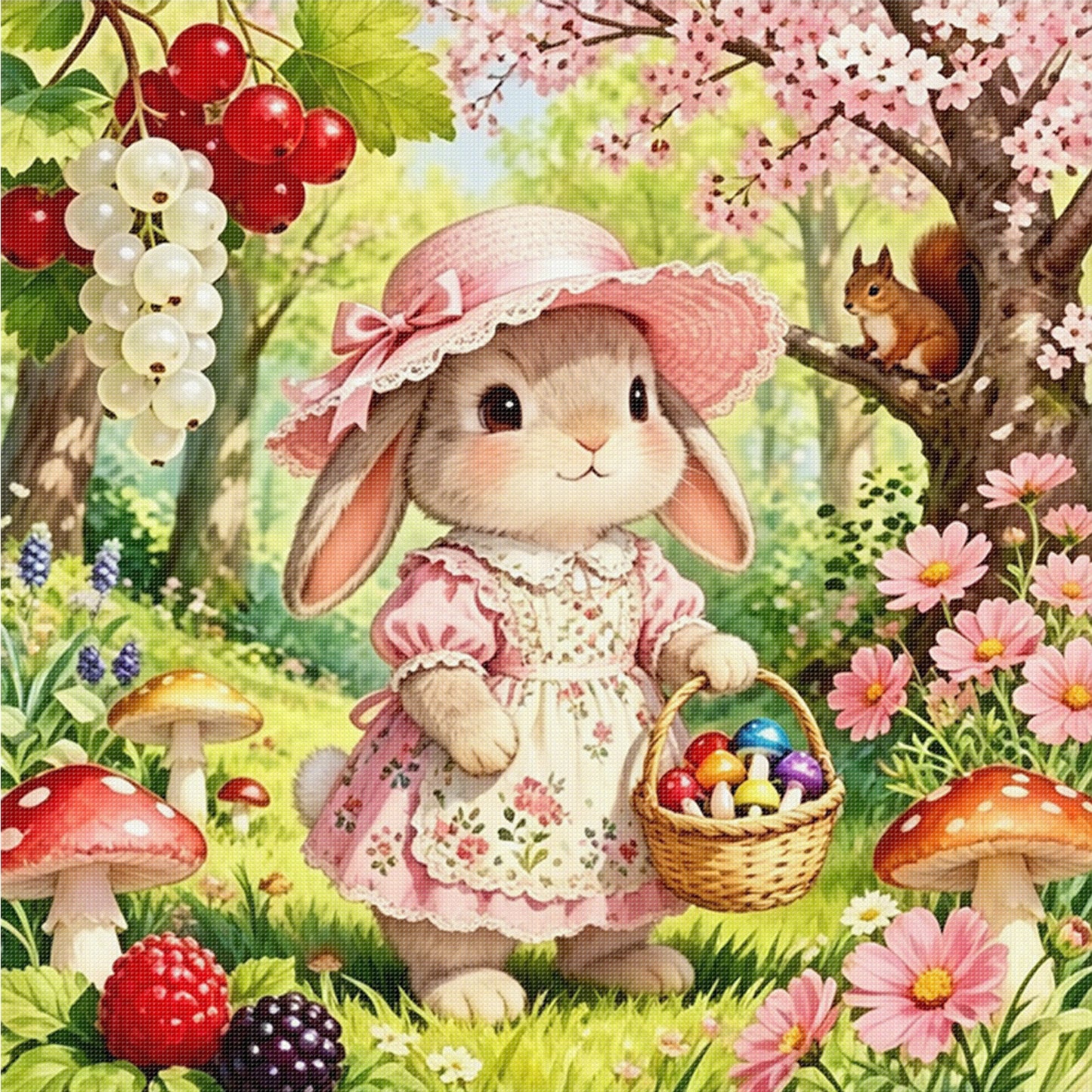 Spring Rabbit - Full 14CT Counted Cross Stitch 40x40CM - Yishu