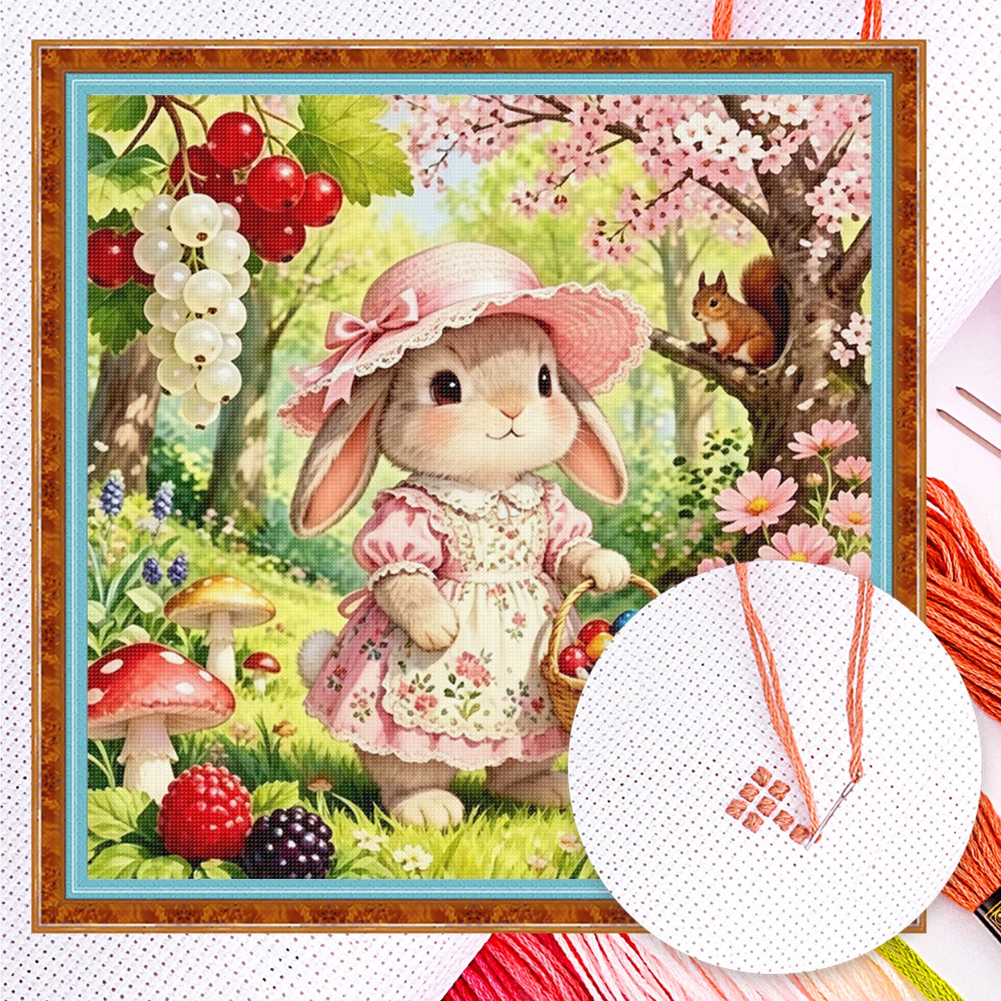 Spring Rabbit - Full 14CT Counted Cross Stitch 40x40CM - Yishu