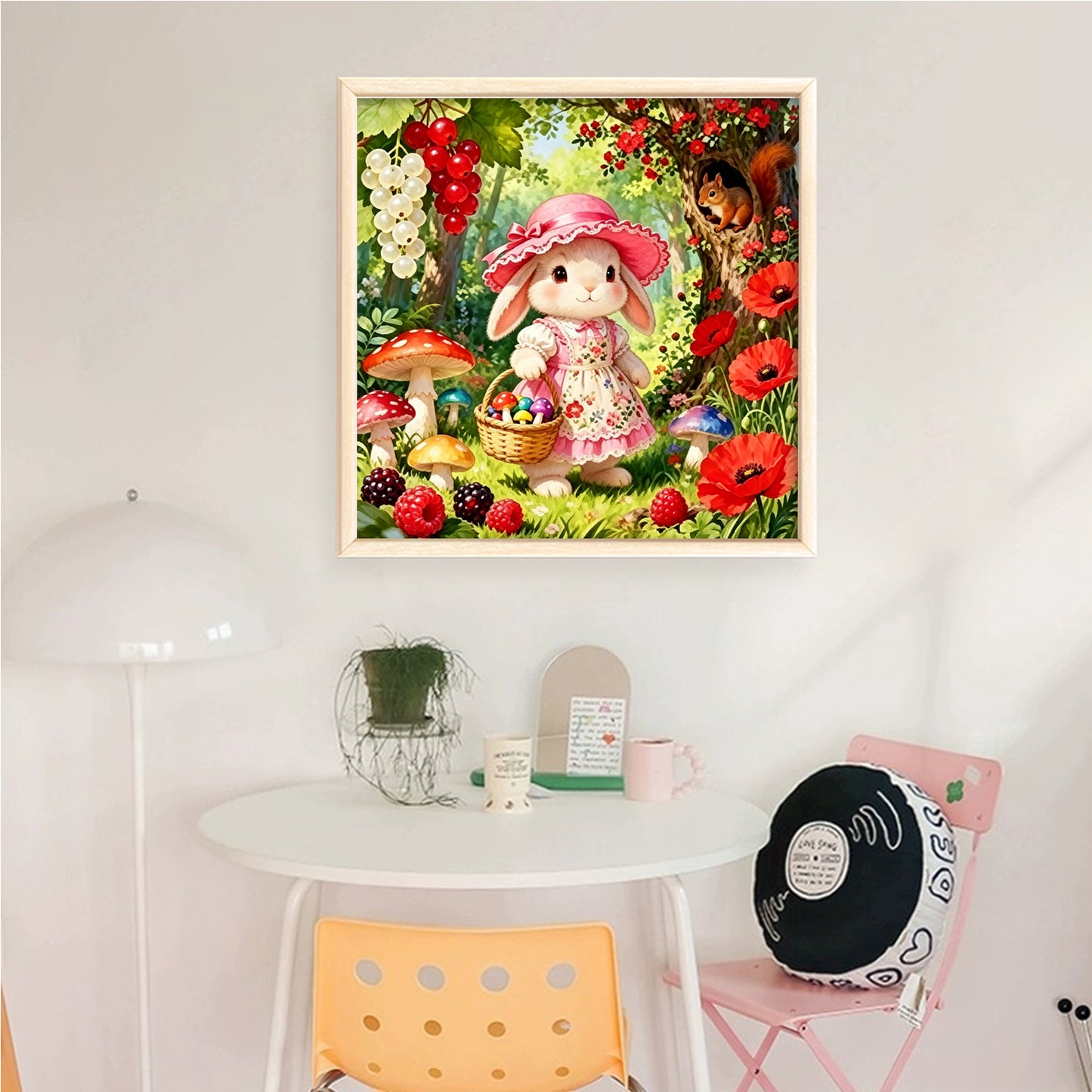 Rabbit And Poppy - Full 14CT Counted Cross Stitch 40x40CM - Yishu