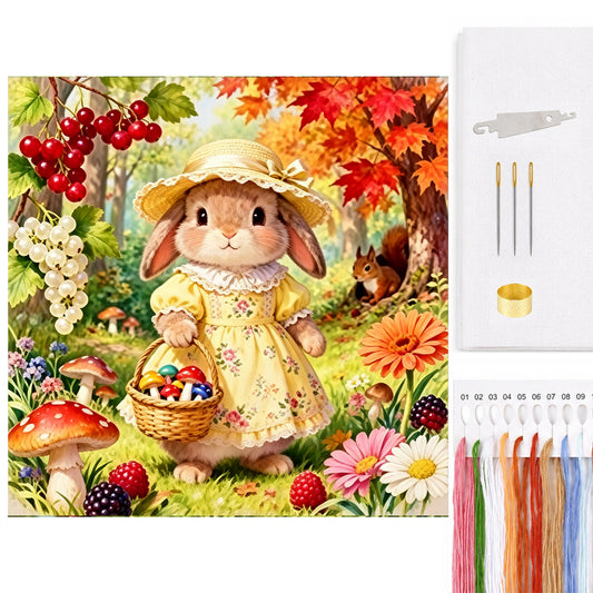 Autumn Rabbit - Full 14CT Counted Cross Stitch 40x40CM - Yishu