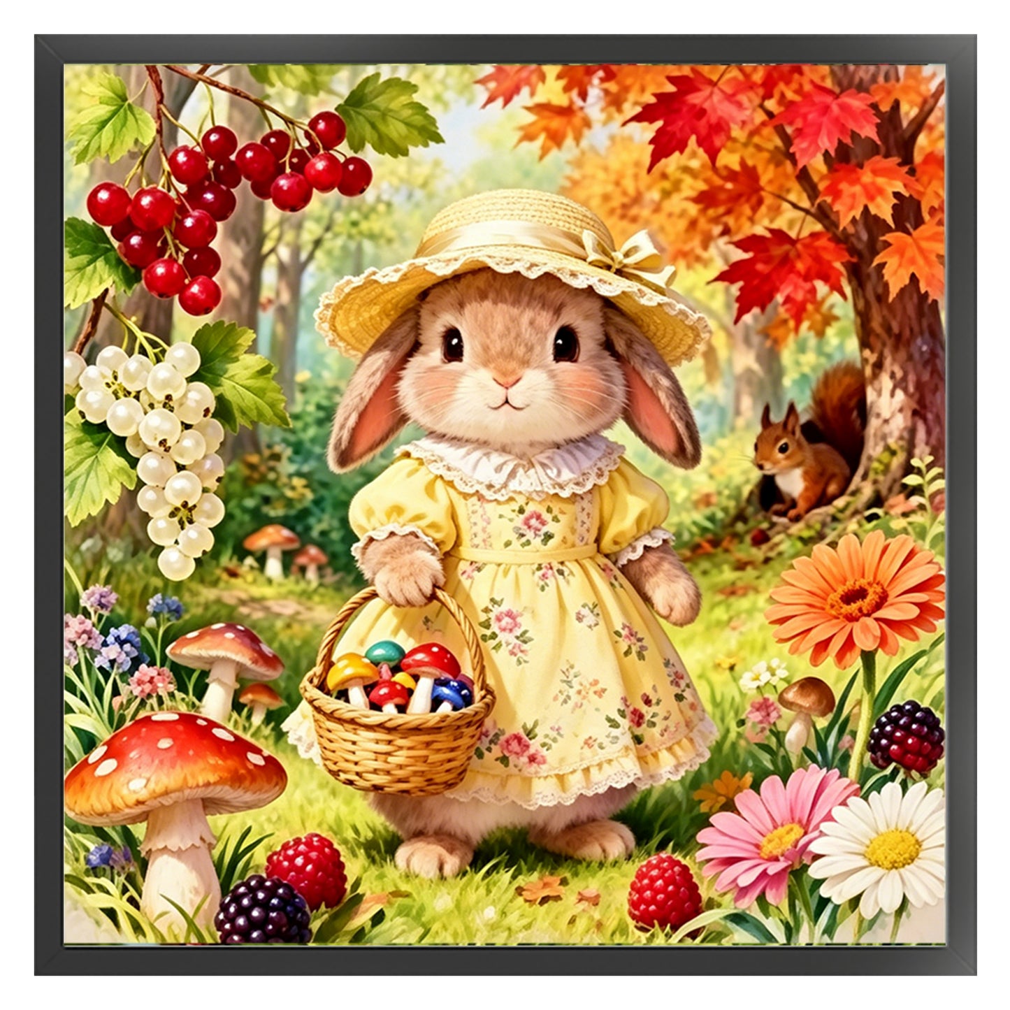 Autumn Rabbit - Full 14CT Counted Cross Stitch 40x40CM - Yishu