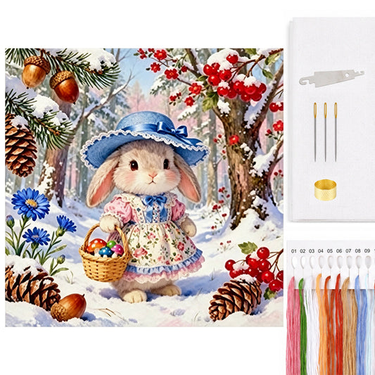 Winter Forest Rabbit - Full 14CT Counted Cross Stitch 40x40CM - Yishu