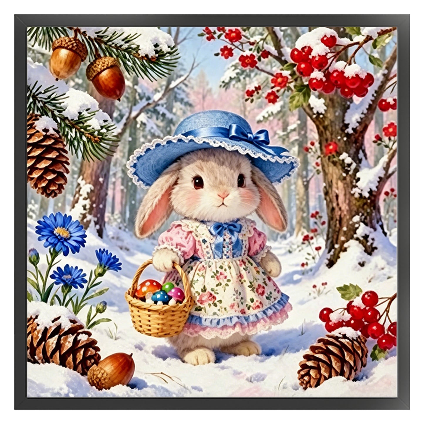 Winter Forest Rabbit - Full 14CT Counted Cross Stitch 40x40CM - Yishu