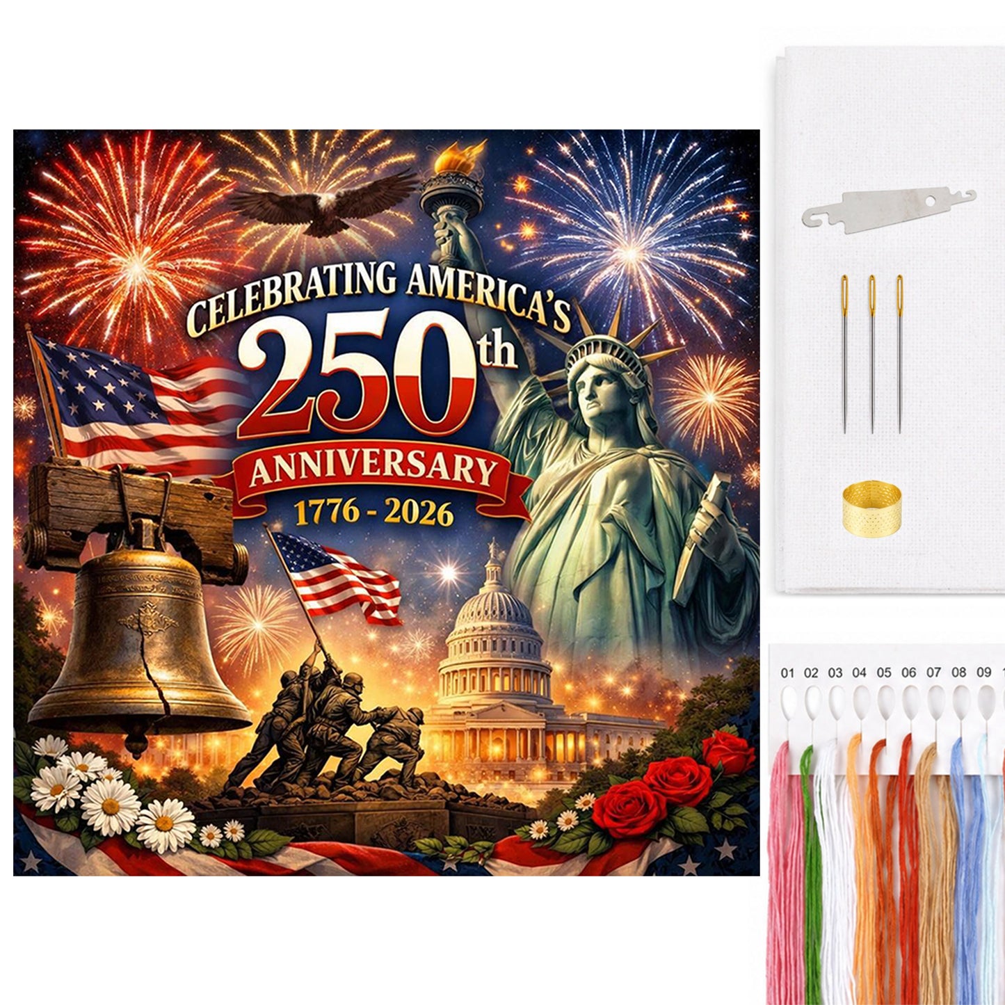 Independence Day - Full 14CT Counted Cross Stitch 40x40CM - Yishu