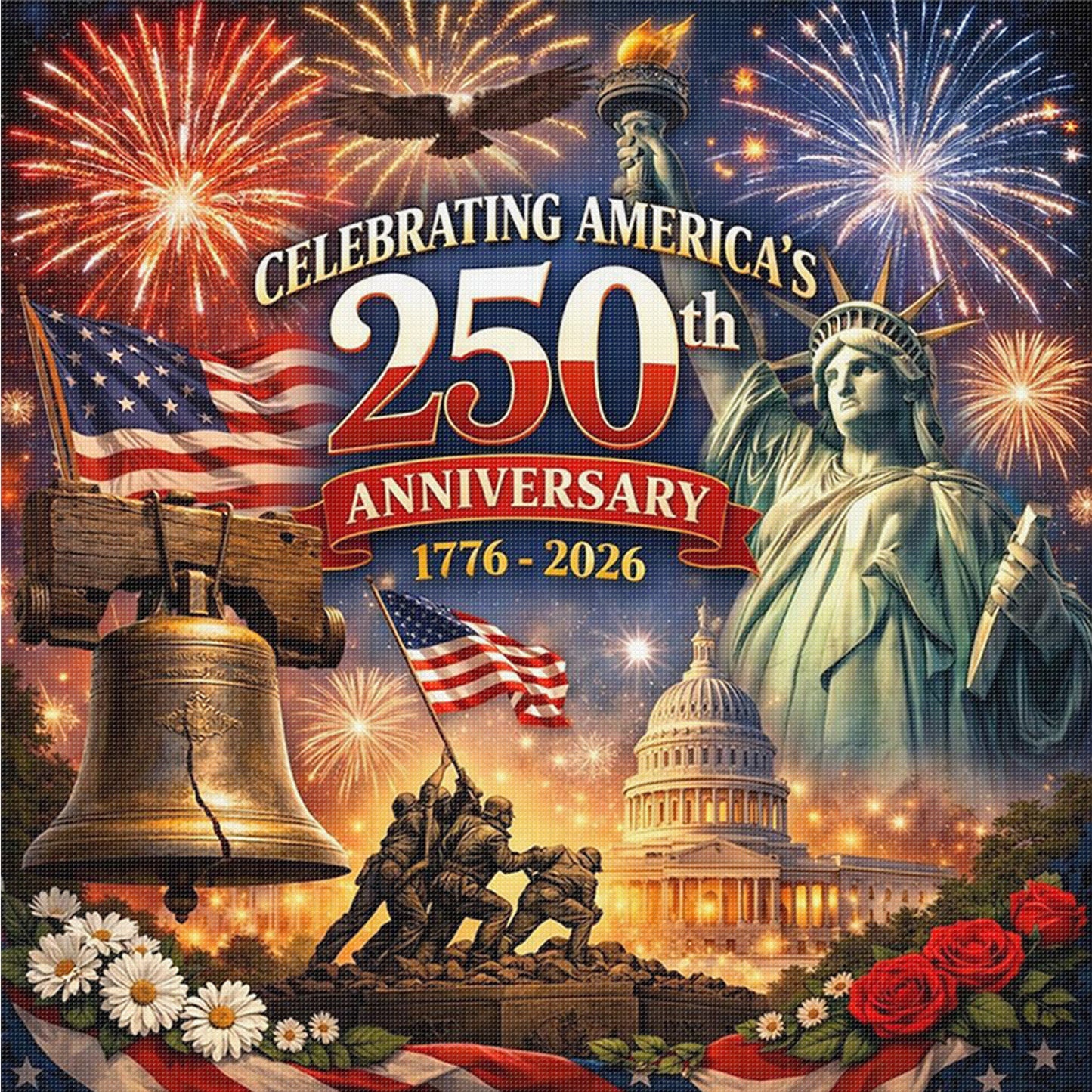 Independence Day - Full 14CT Counted Cross Stitch 40x40CM - Yishu