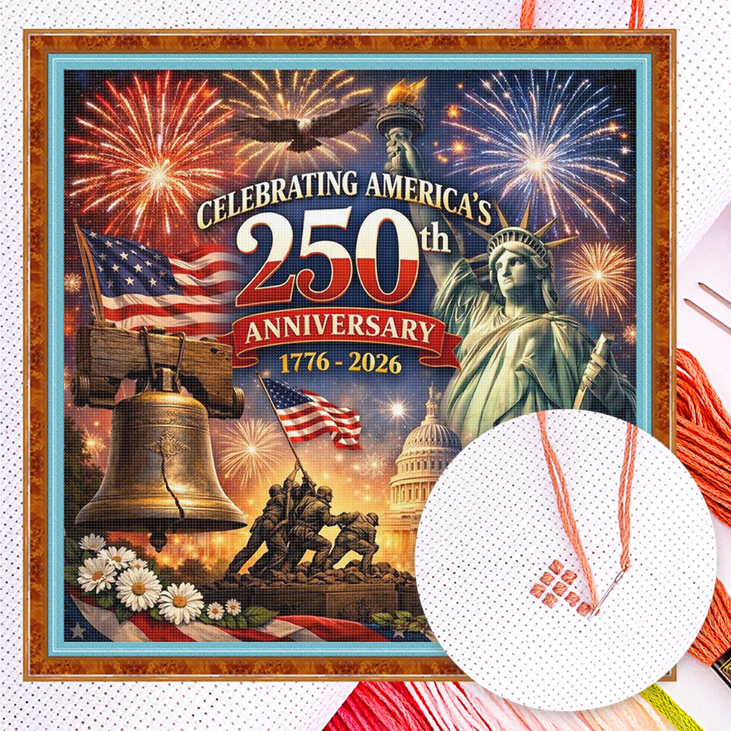 Independence Day - Full 14CT Counted Cross Stitch 40x40CM - Yishu