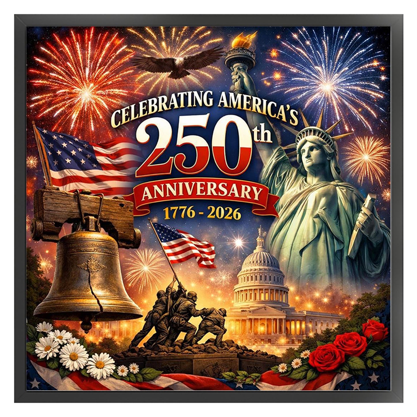 Independence Day - Full 14CT Counted Cross Stitch 40x40CM - Yishu