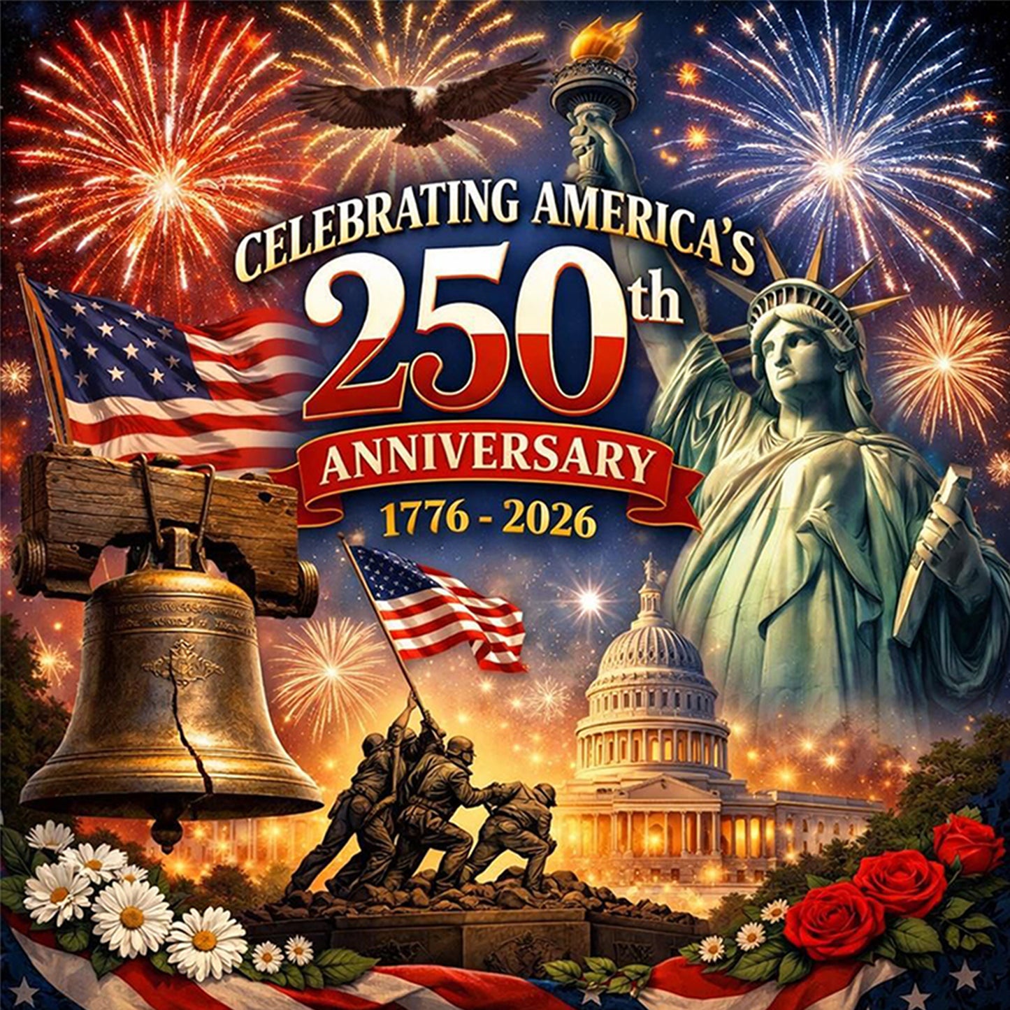 Independence Day - Full 14CT Counted Cross Stitch 40x40CM - Yishu