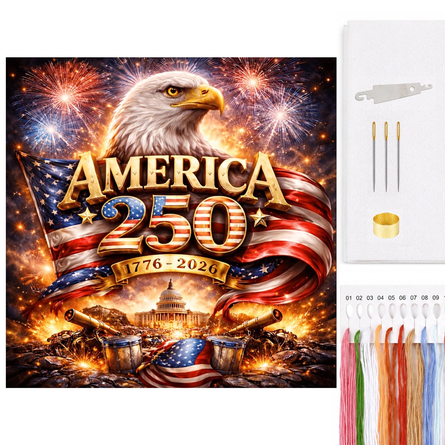 Independence Day - Full 14CT Counted Cross Stitch 40x40CM - Yishu