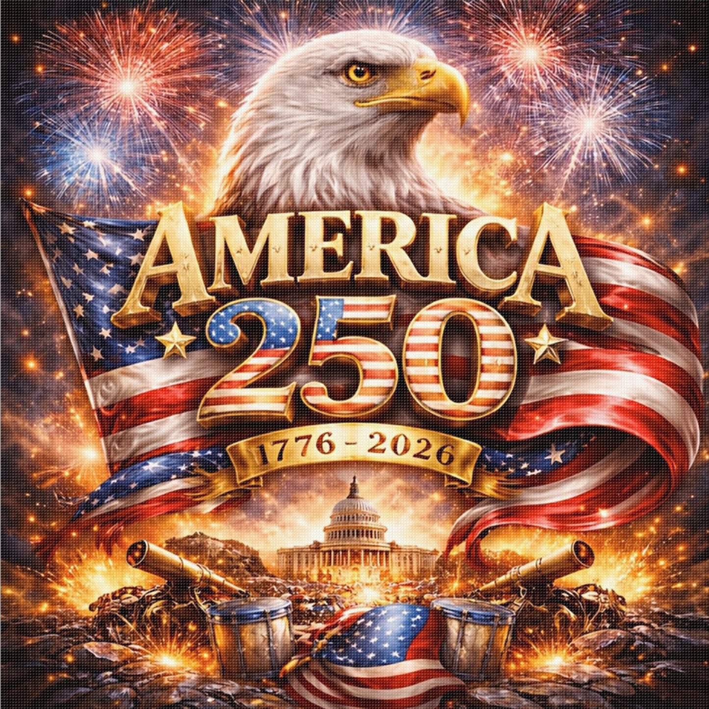 Independence Day - Full 14CT Counted Cross Stitch 40x40CM - Yishu