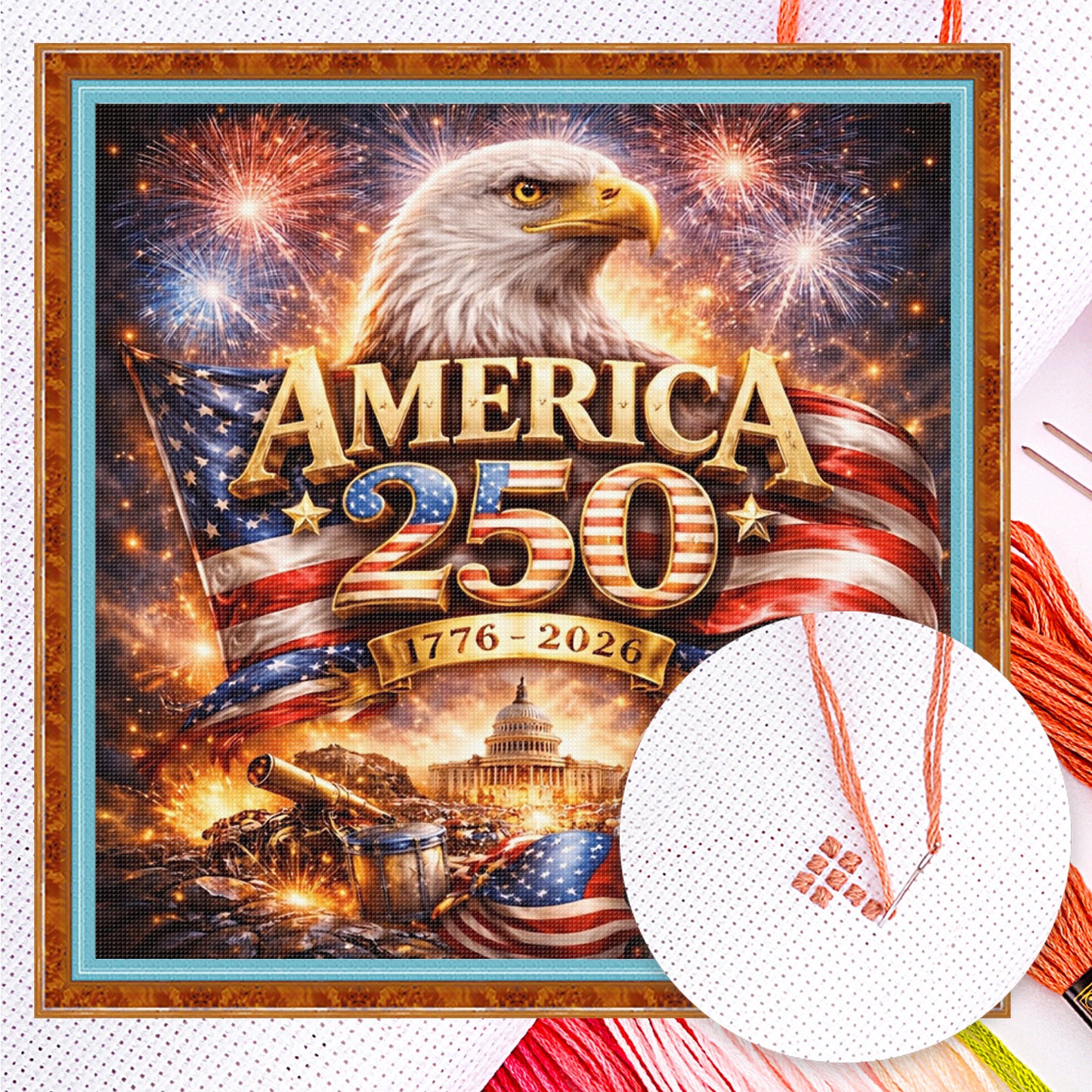Independence Day - Full 14CT Counted Cross Stitch 40x40CM - Yishu