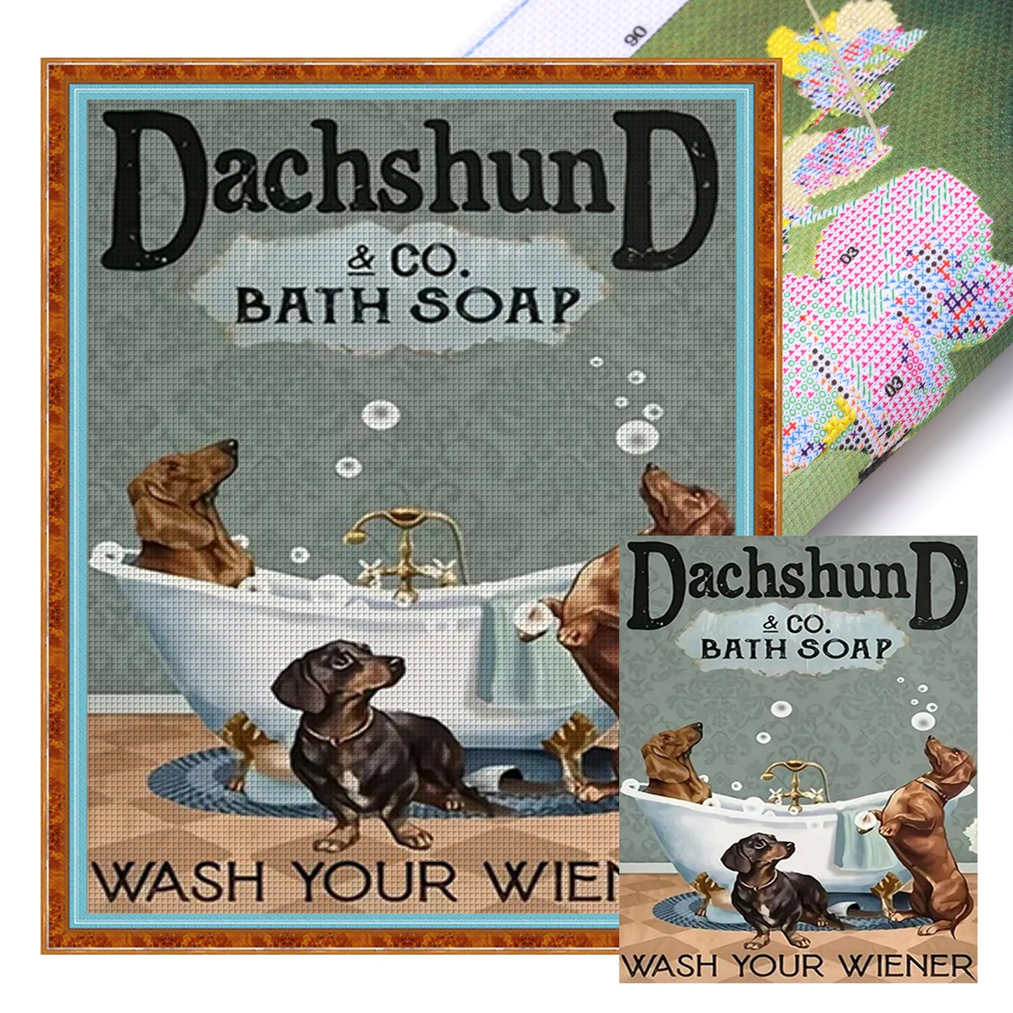 Puppy In Bathroom - Full 11CT Stamped Cross Stitch 40x50CM - Huacan
