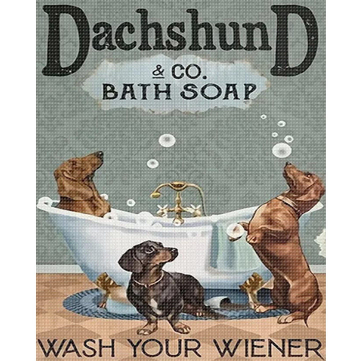 Puppy In Bathroom - Full 11CT Stamped Cross Stitch 40x50CM - Huacan