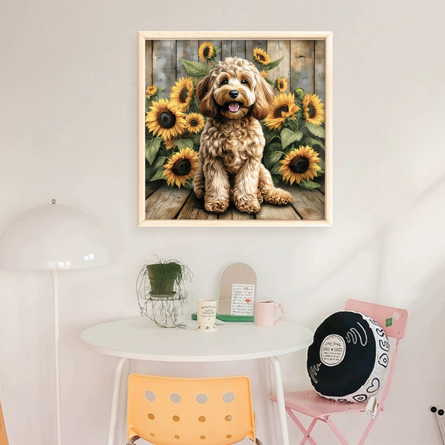 Sunflower Teddy Bear-Dog - Full 11CT Stamped Cross Stitch 40x40CM - Huacan